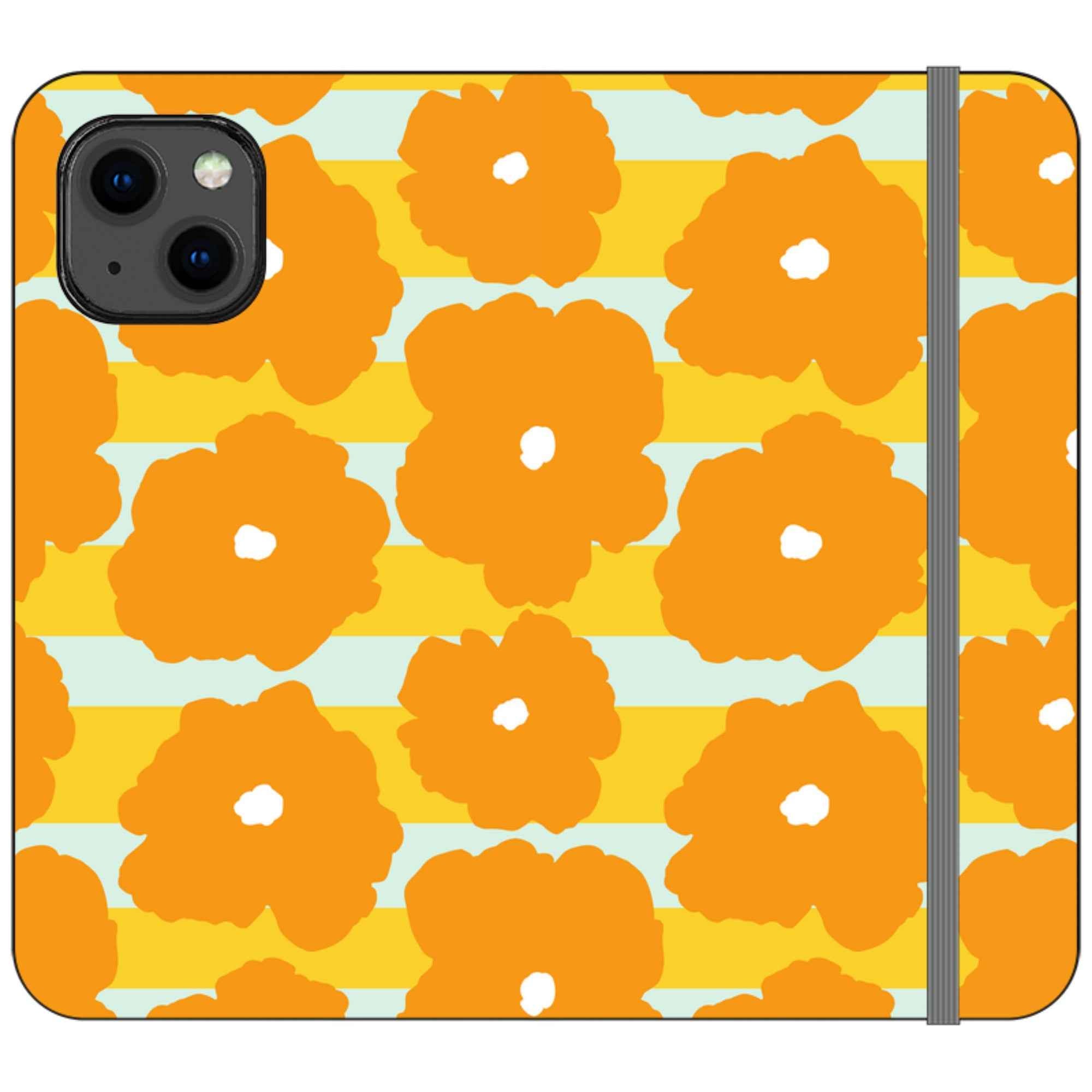 Bold Floral Orange — iPhone 13 Wallet Case — Finnaij