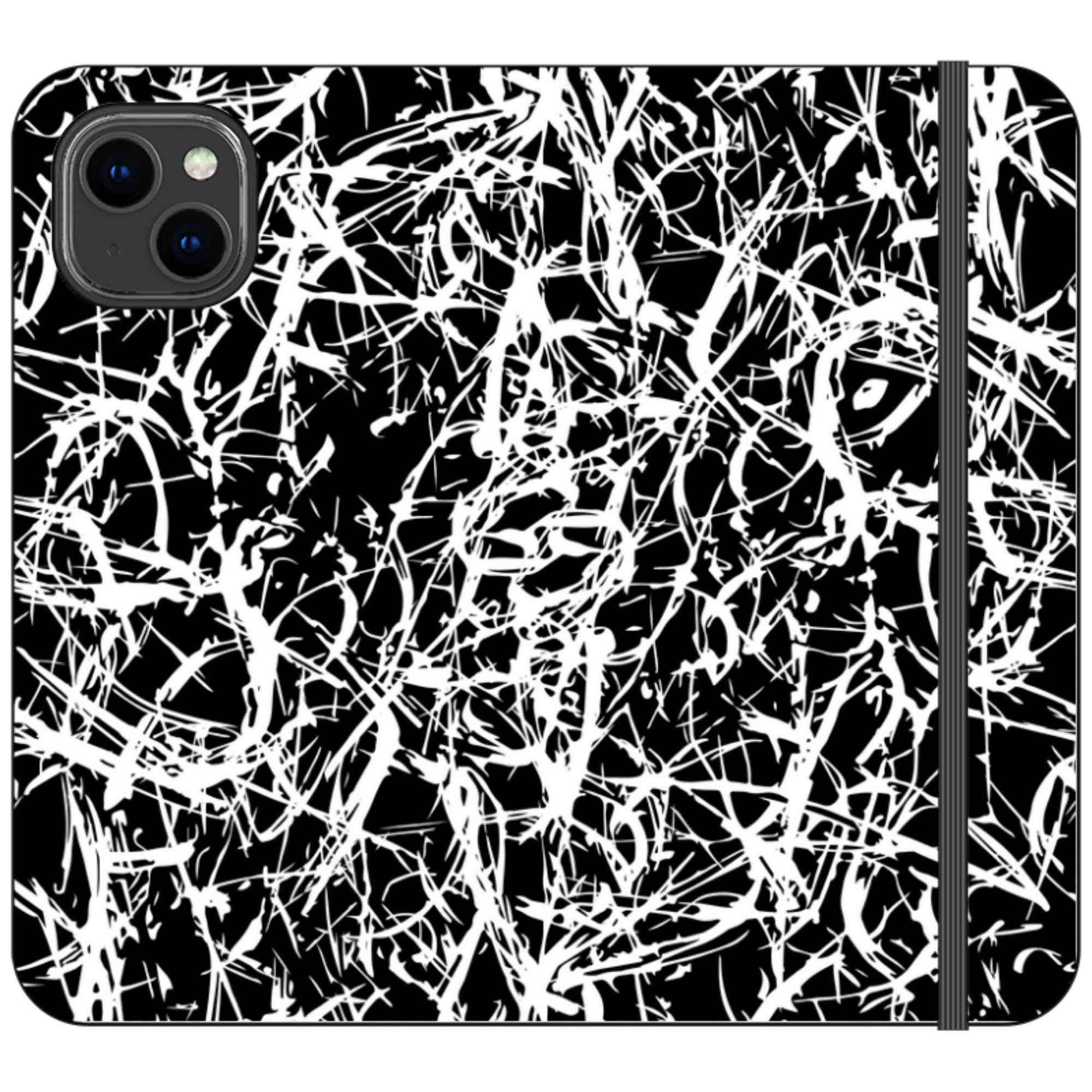 Black-White Grunge — iPhone 14 Plus Wallet Case — Finnaij