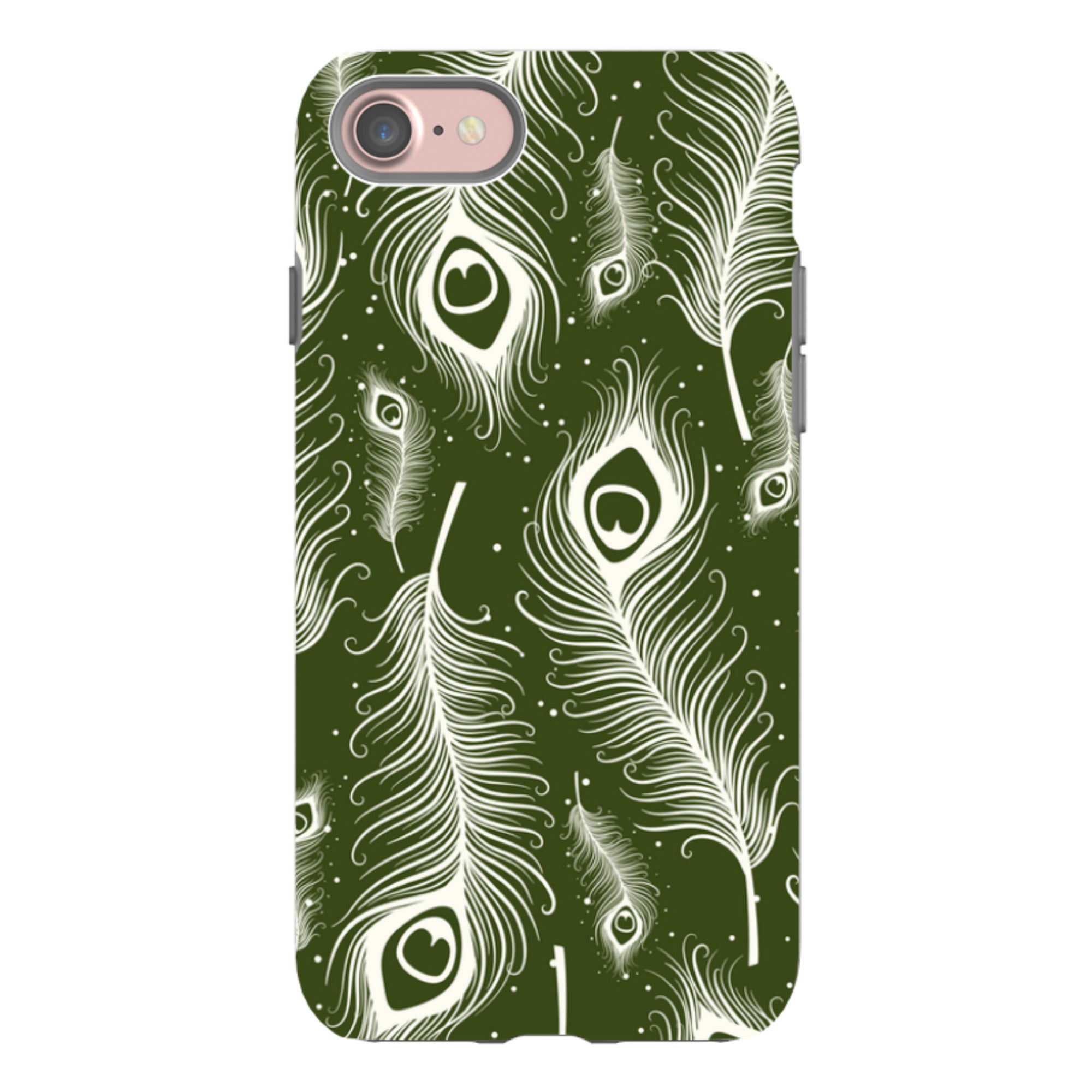 Feathers in Bloom Army Green — Apple iPhone Tough Case — Finnaij