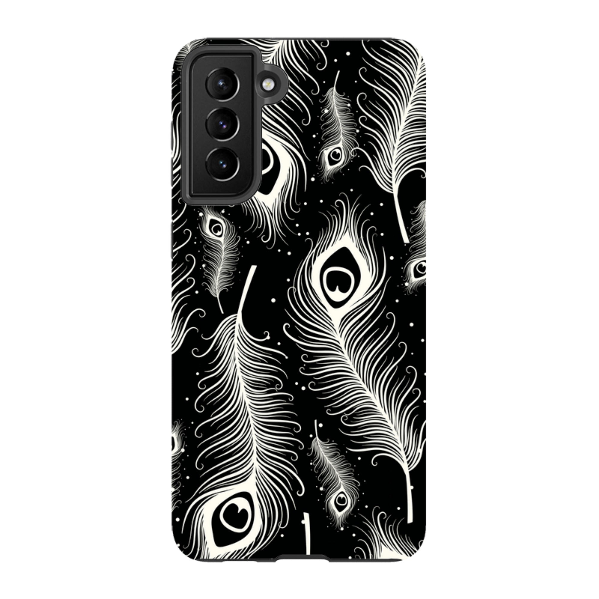 Feathers in Bloom Black — Samsung Galaxy Tough Case — Finnaij