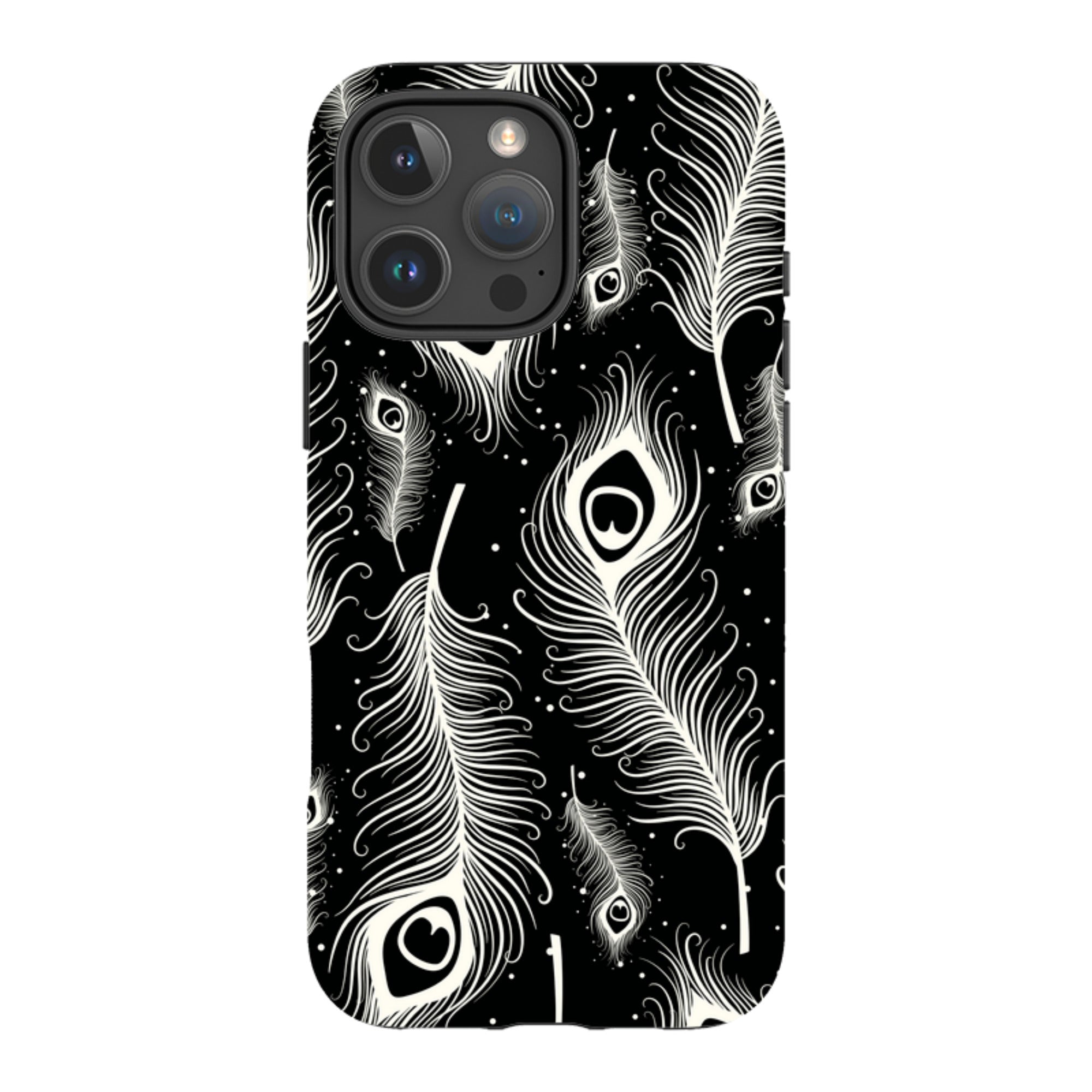 Feathers in Bloom Black — Apple iPhone Tough Case — Finnaij