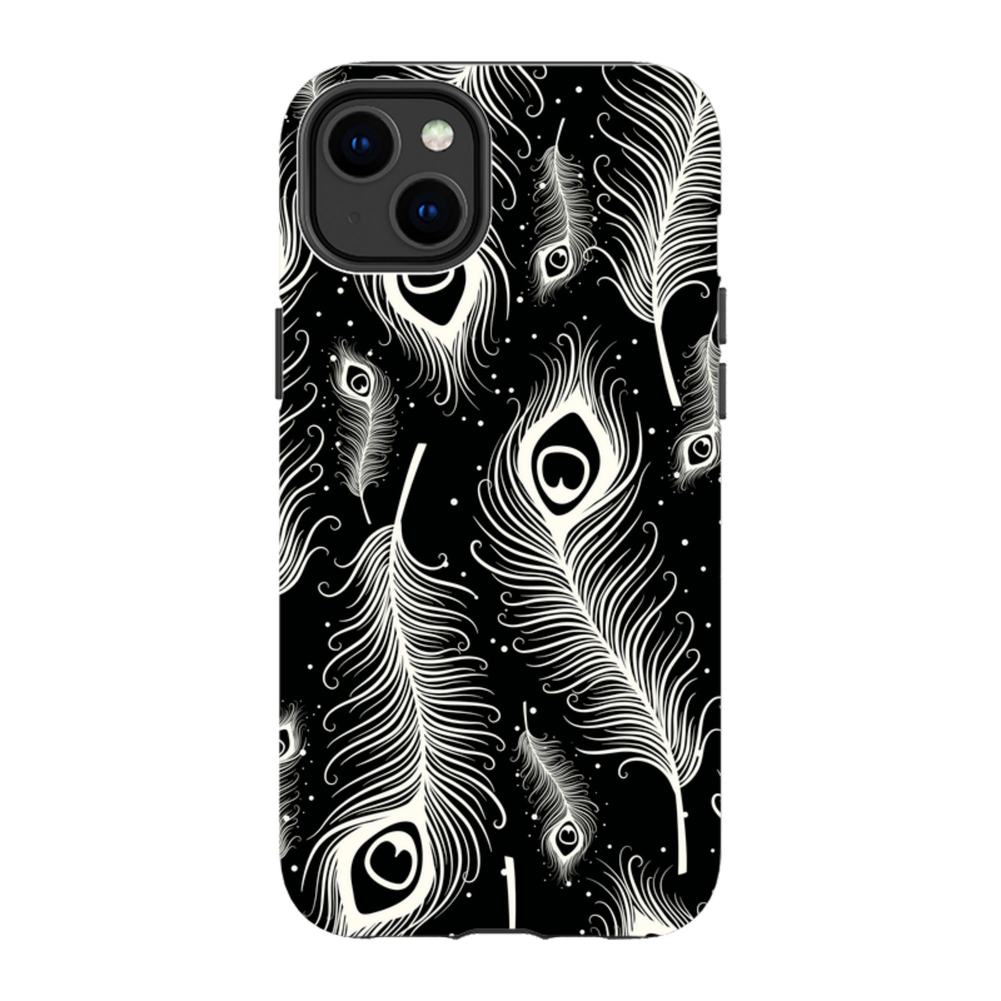 Feathers in Bloom Black — Apple iPhone Tough Case — Finnaij