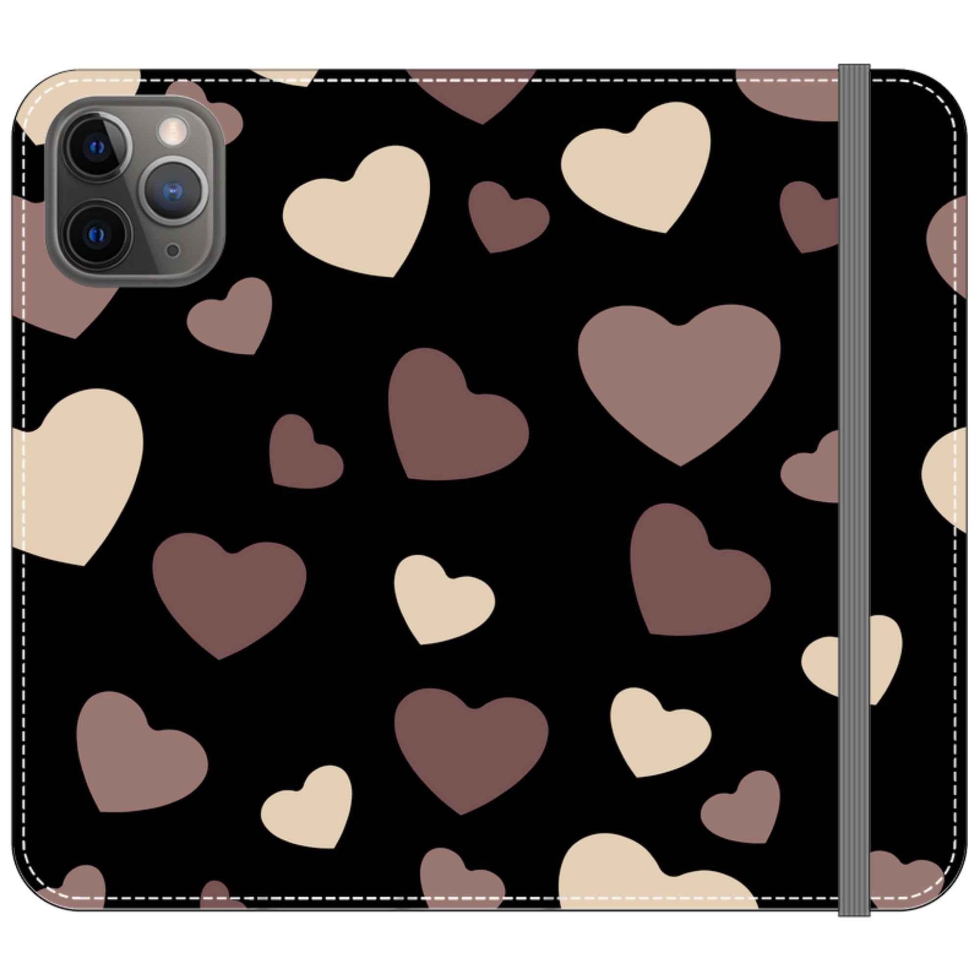 White & Black Hearts Vegan Leather — iPhone 11 Pro Wallet Case — Finnaij
