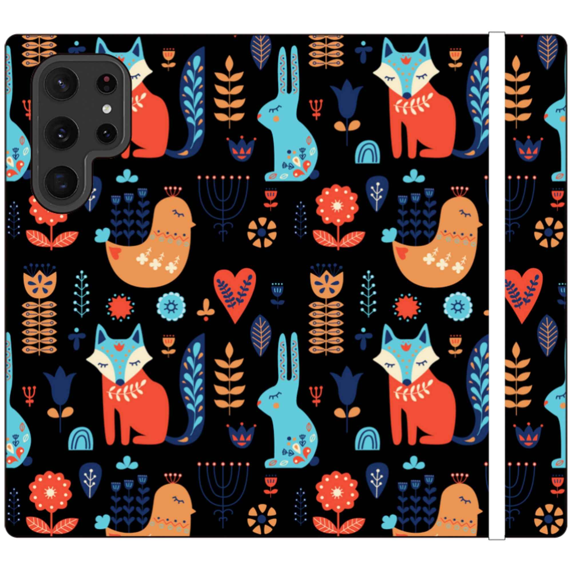 Nordic Ornament Black — Apple Vegan Leather Folio Wallet Case — Finnaij
