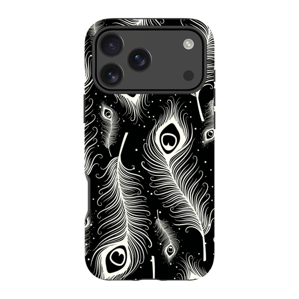 Feathers in Bloom Black — Apple iPhone Tough Case — Finnaij