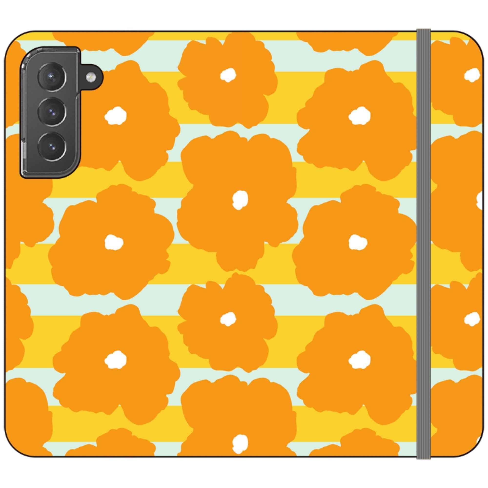 Bold Floral Orange — Apple Folio Wallet Case — Finnaij