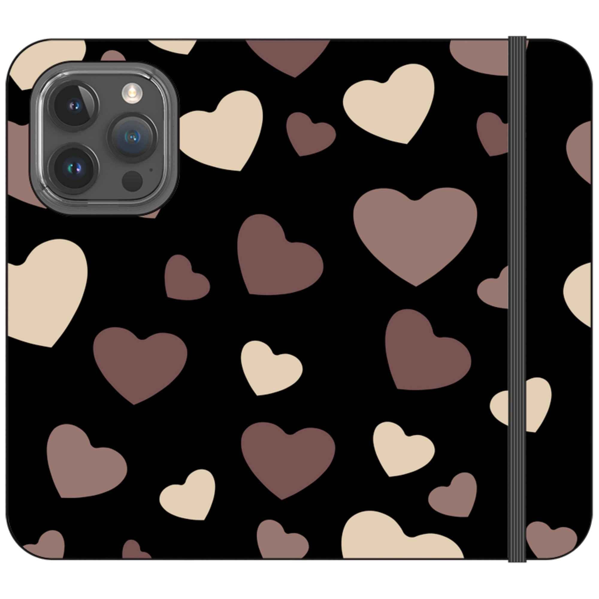 White & Black Hearts Vegan Leather — iPhone 15 Pro Wallet Case — Finnaij