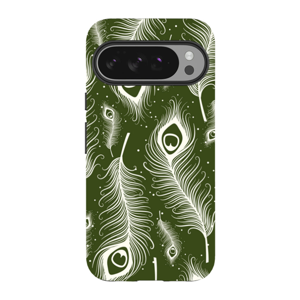Feathers in Bloom Army Green — Google Tough Case — Finnaij