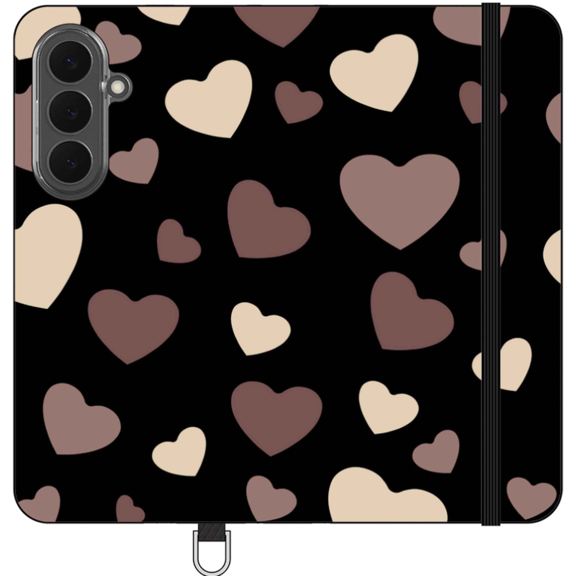 White & Black Hearts — Apple Vegan Leather Folio Wallet Case — Finnaij