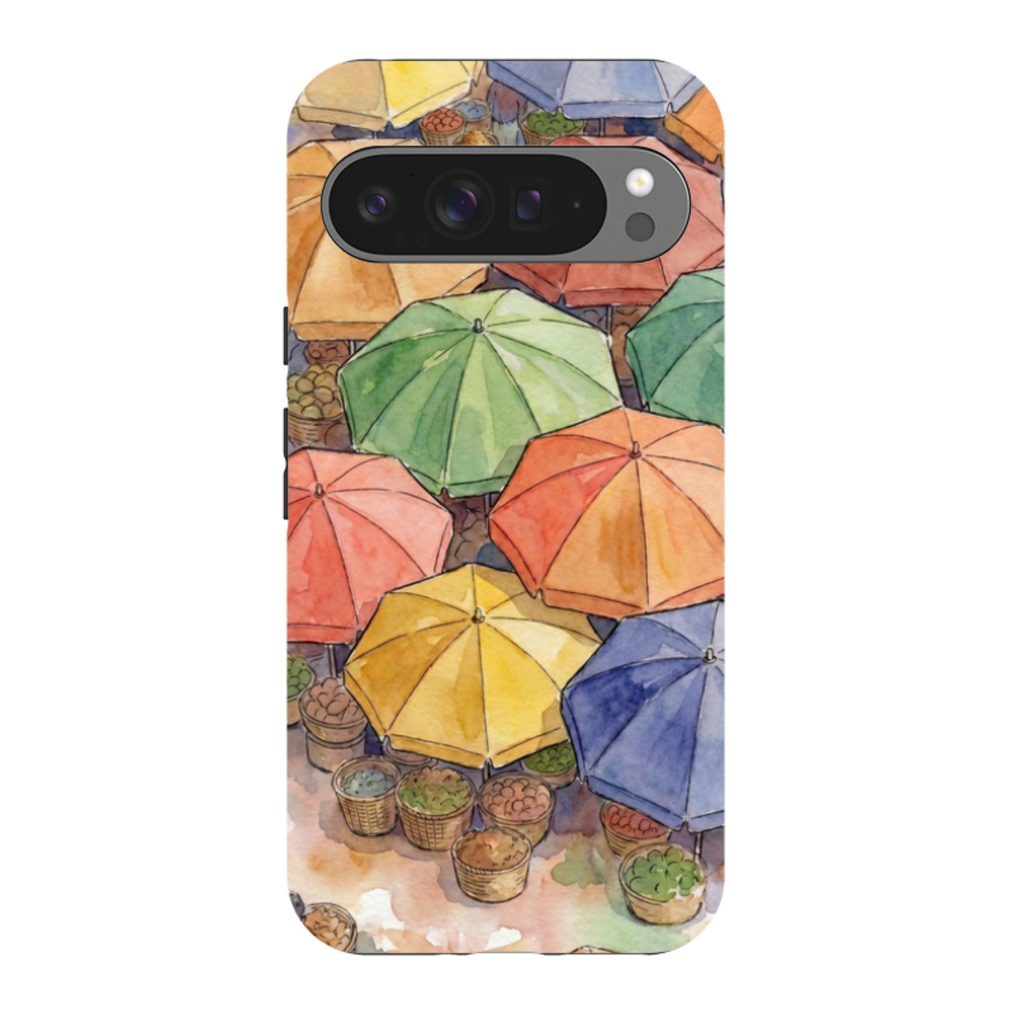 Market Umbrellas from Above by Tobi Akinyemi — Tough Case for Google Pixel — Finnaij