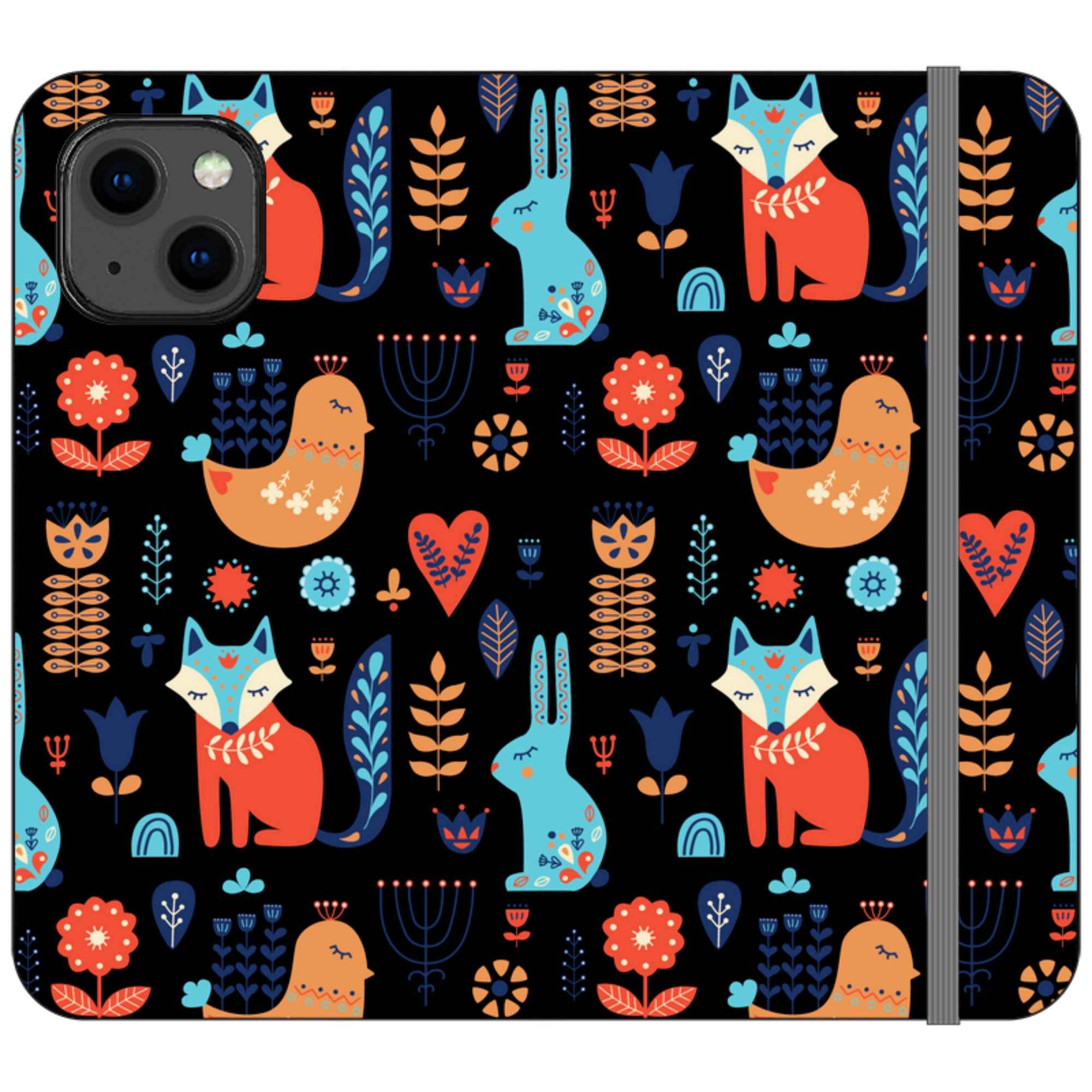 Nordic Ornament Black Vegan Leather — iPhone 13 Wallet Case — Finnaij