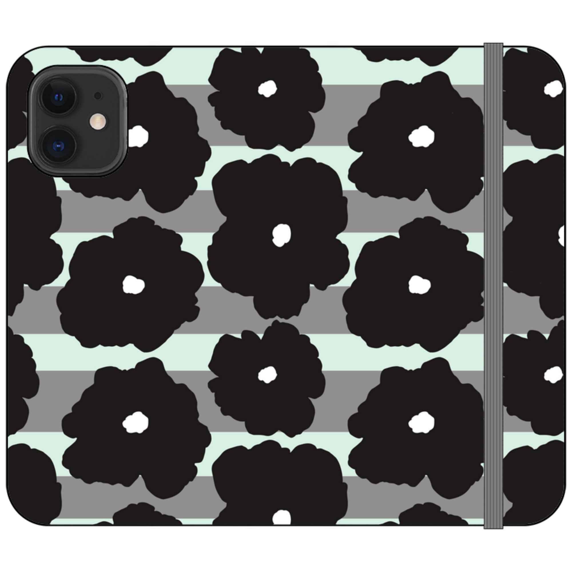 Bold Floral Black — iPhone 12 Mini Wallet Case — Finnaij