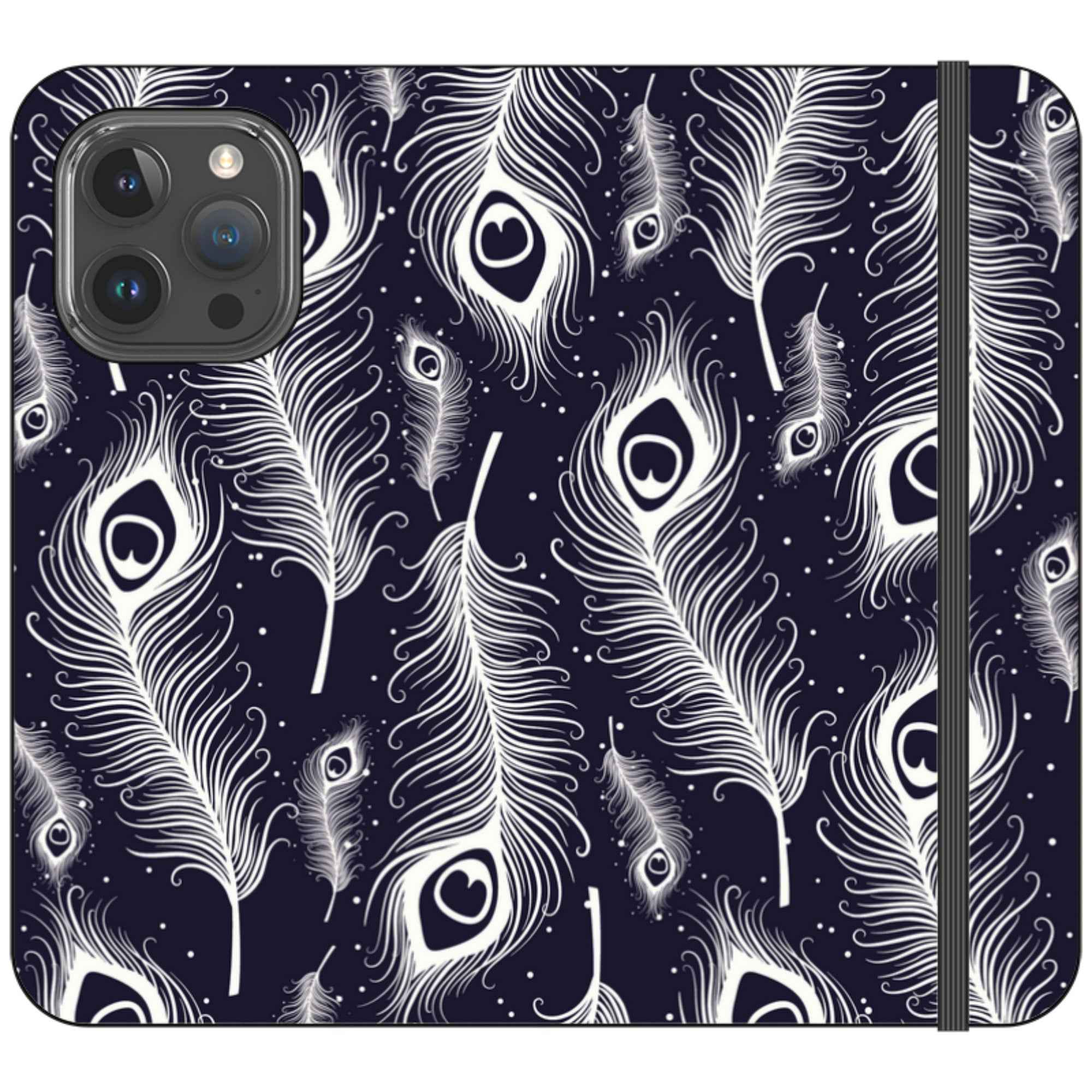 Feathers in Bloom Vegan Leather — iPhone 15 Pro Max Wallet Case — Finnaij