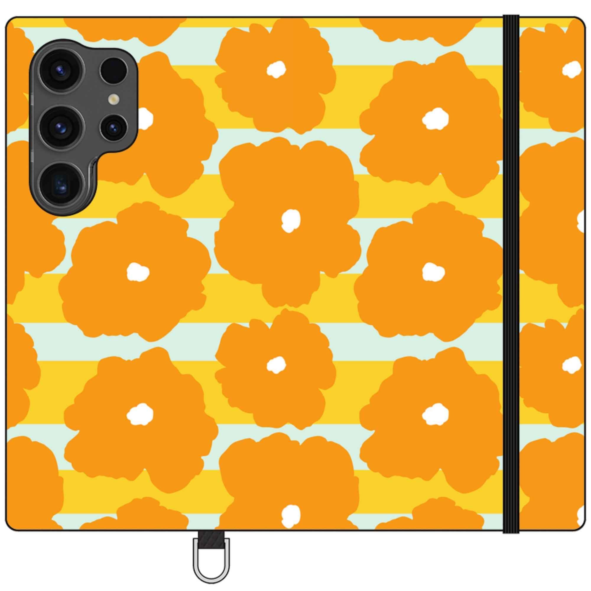 Bold Floral Orange — Apple Folio Wallet Case — Finnaij