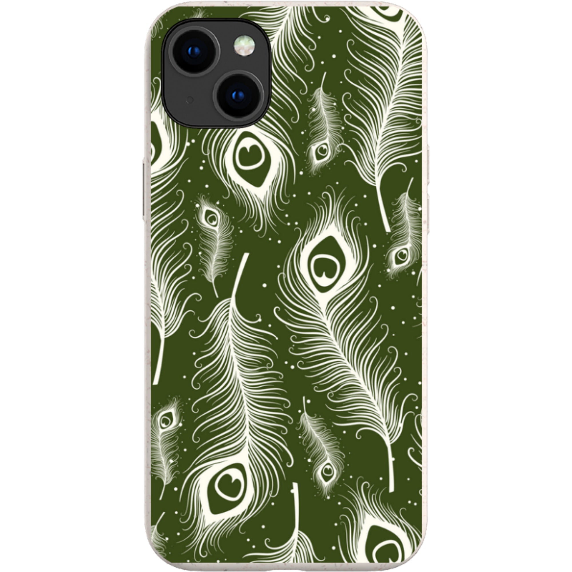 Feathers in Bloom Army Green — iPhone 14 Plus iPhone Bio-degradable Case — Finnaij