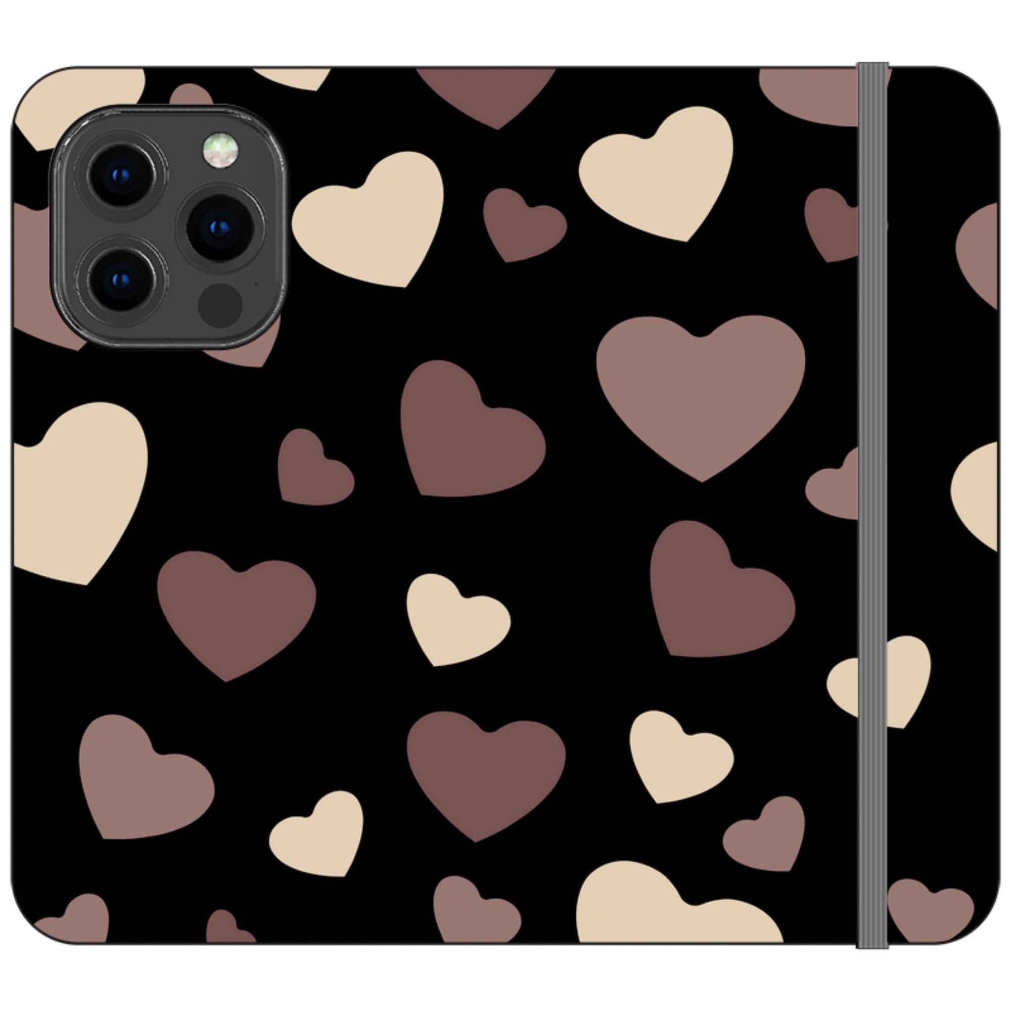 White & Black Hearts Vegan Leather — iPhone 13 Pro Wallet Case — Finnaij