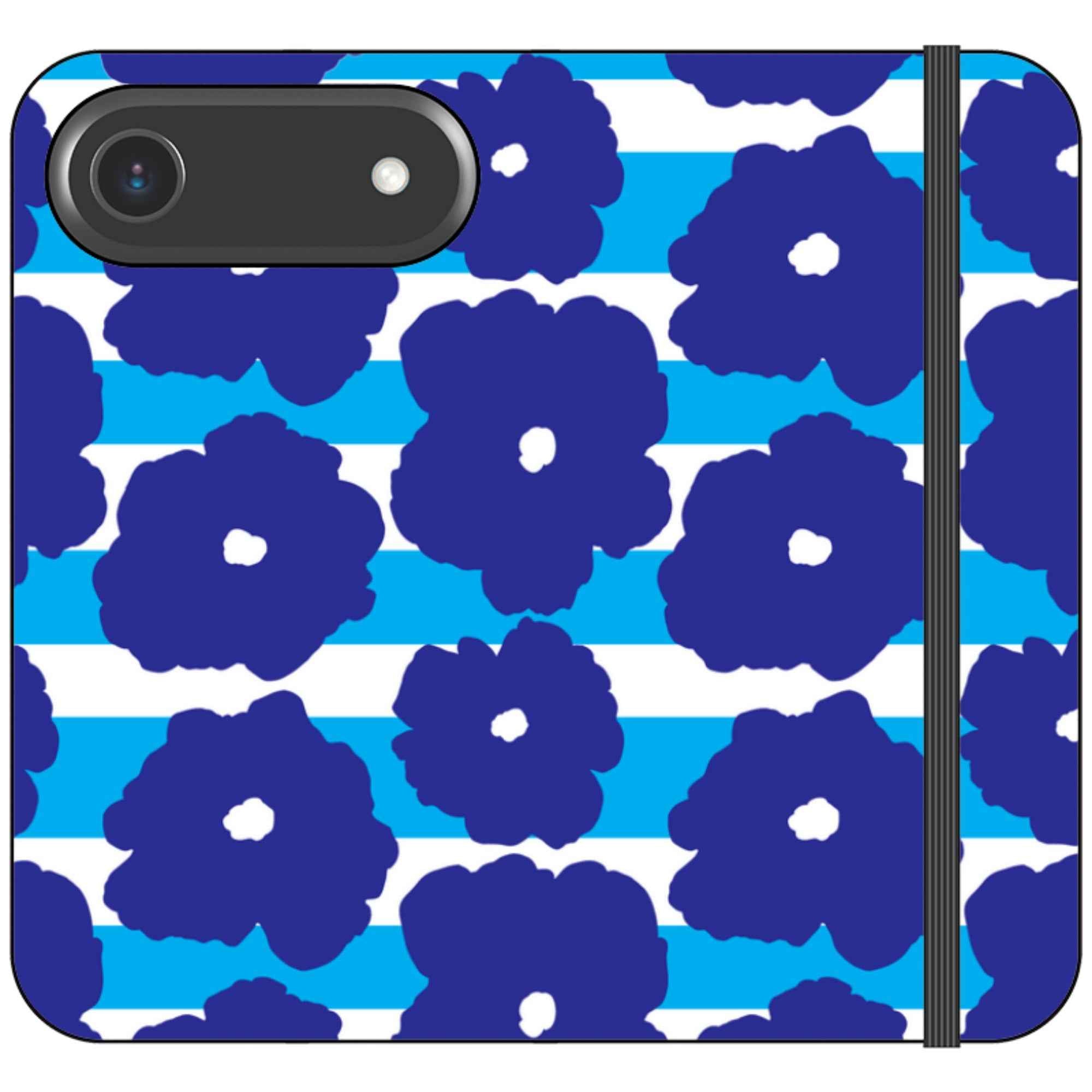 Bold Floral Blue Vegan Leather — iPhone 17 Air Wallet Case — Finnaij