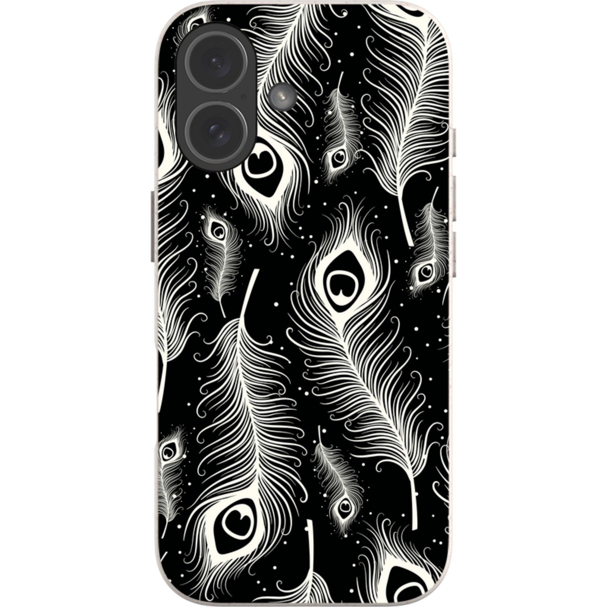 Feathers in Bloom Black — iPhone 17 iPhone Bio-degradable Case — Finnaij