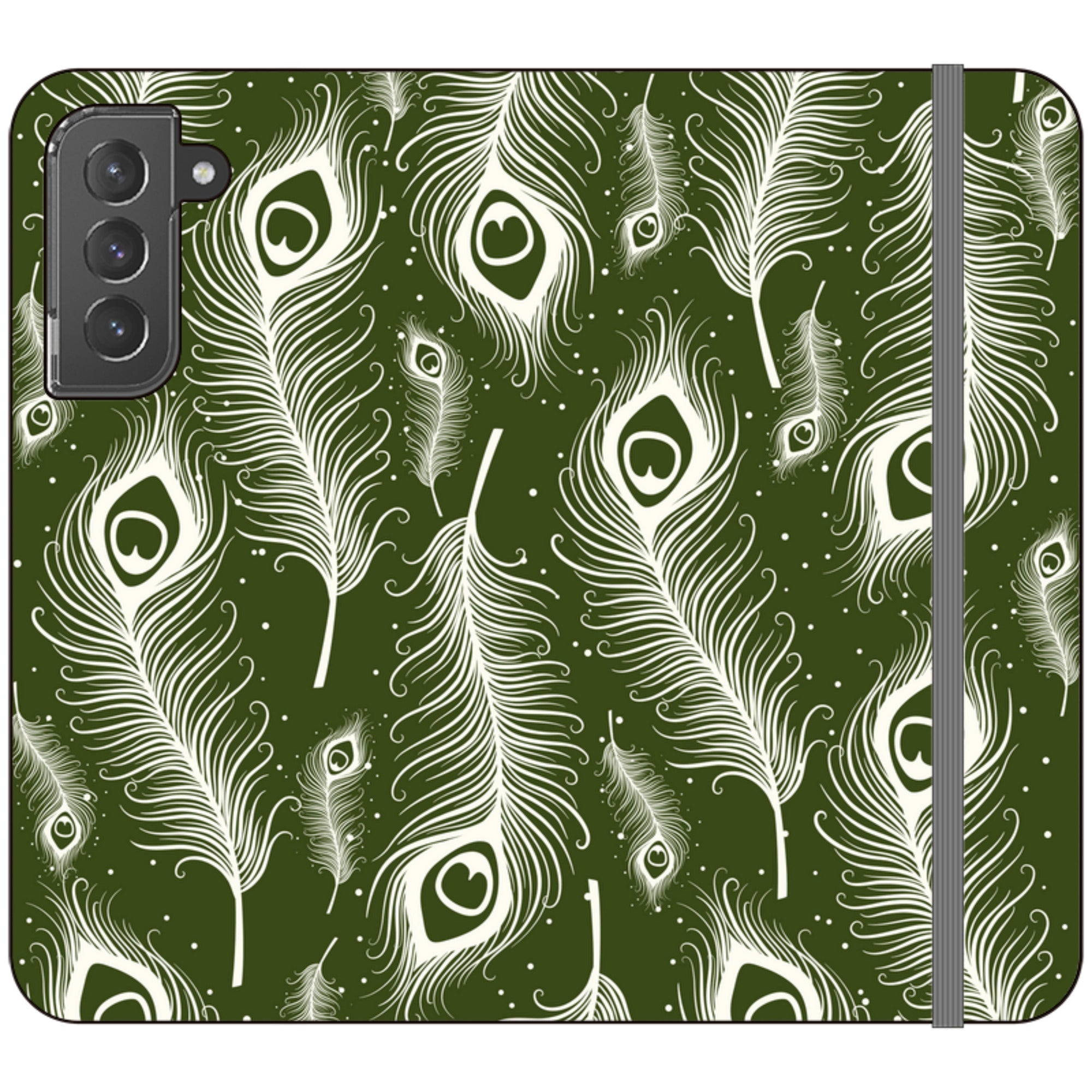 Feathers in Bloom Army Green Folio Wallet Phone Case — Finnaij