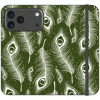 Feathers in Bloom Army Green — iPhone 17 Pro Max Wallet Case — Finnaij