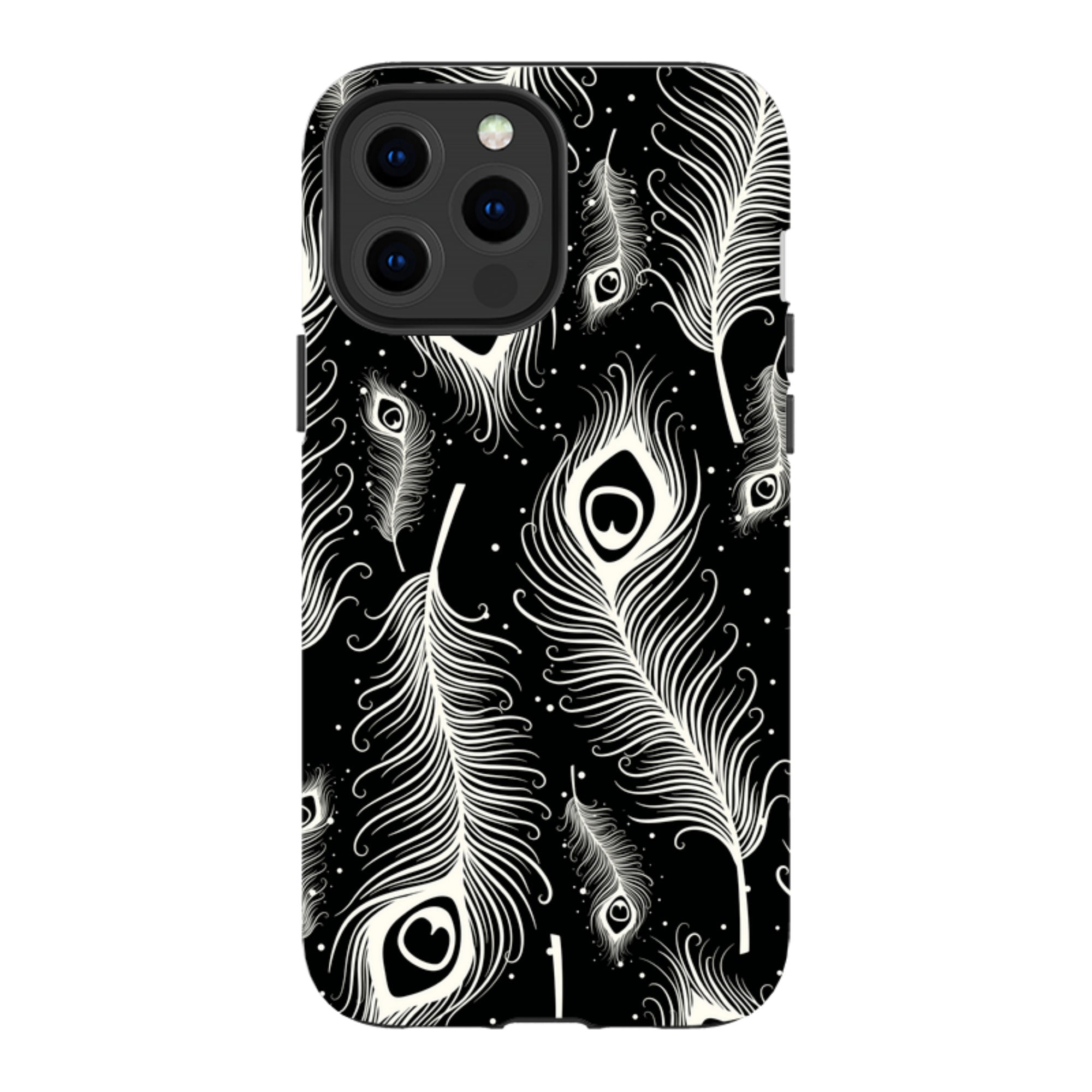 Feathers in Bloom Black — Apple iPhone Tough Case — Finnaij