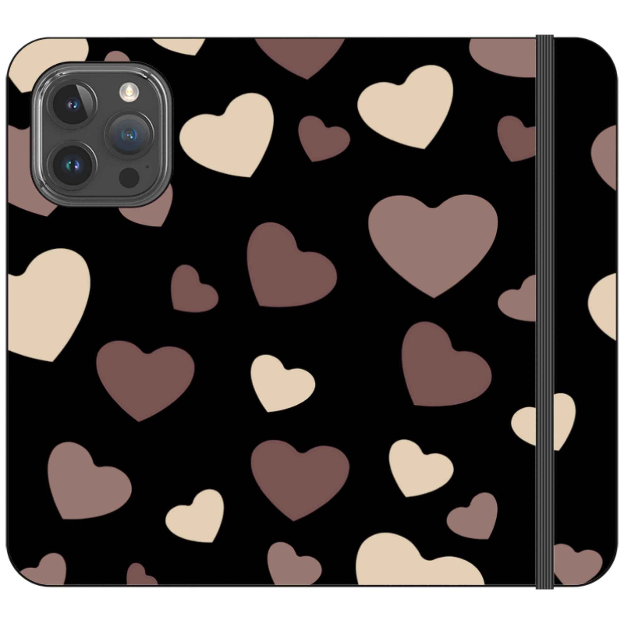 White & Black Hearts Vegan Leather — iPhone 15 Pro Max Wallet Case — Finnaij