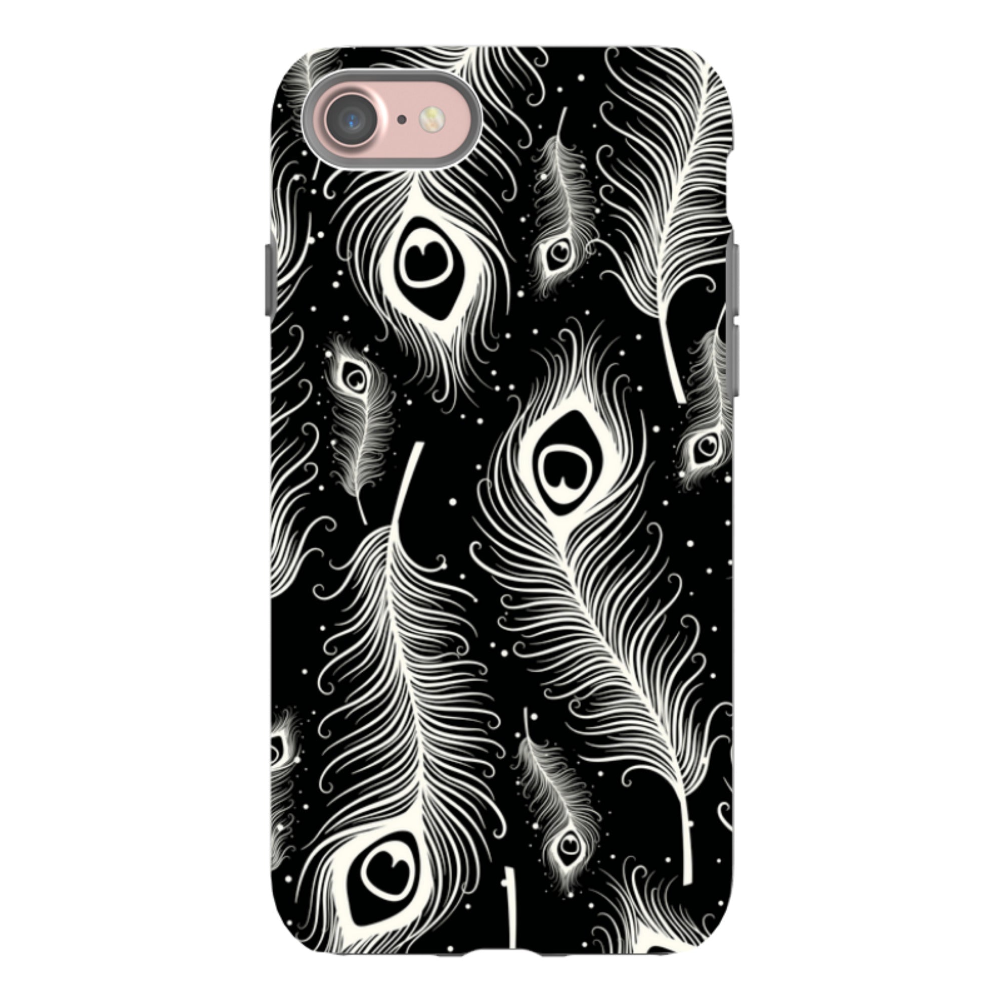 Feathers in Bloom Black — Apple iPhone Tough Case — Finnaij