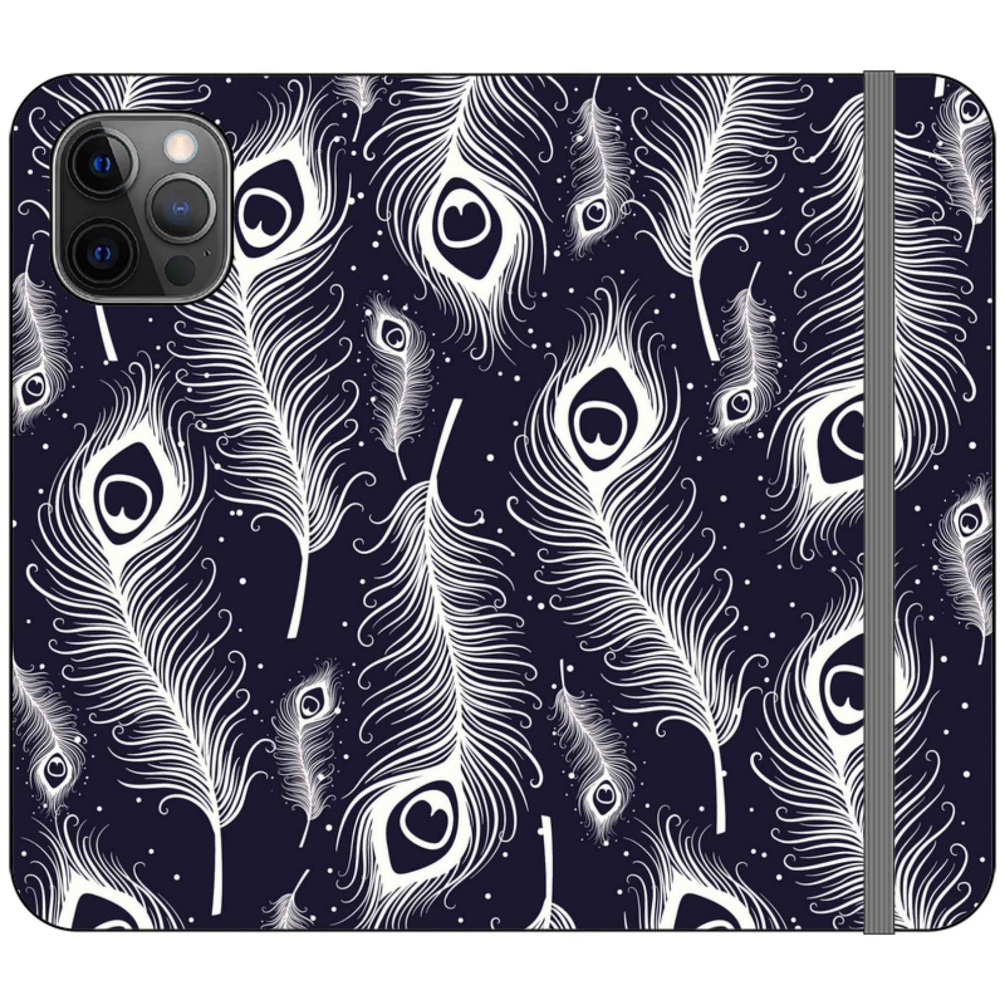 Feathers in Bloom Vegan Leather — iPhone 12 Pro Wallet Case — Finnaij