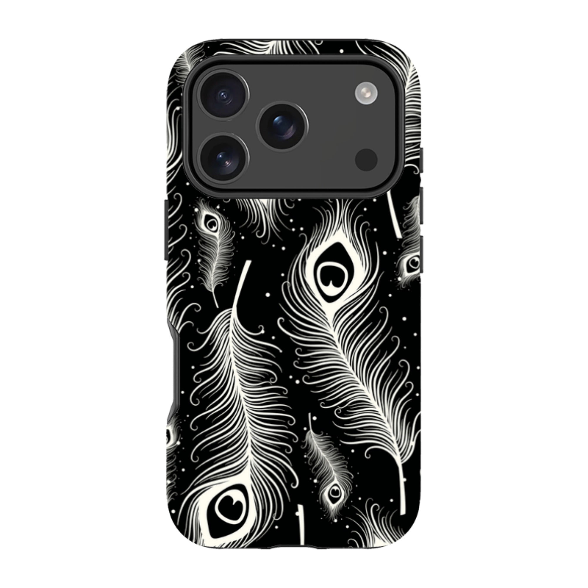 Feathers in Bloom Black — Apple iPhone Tough Case — Finnaij