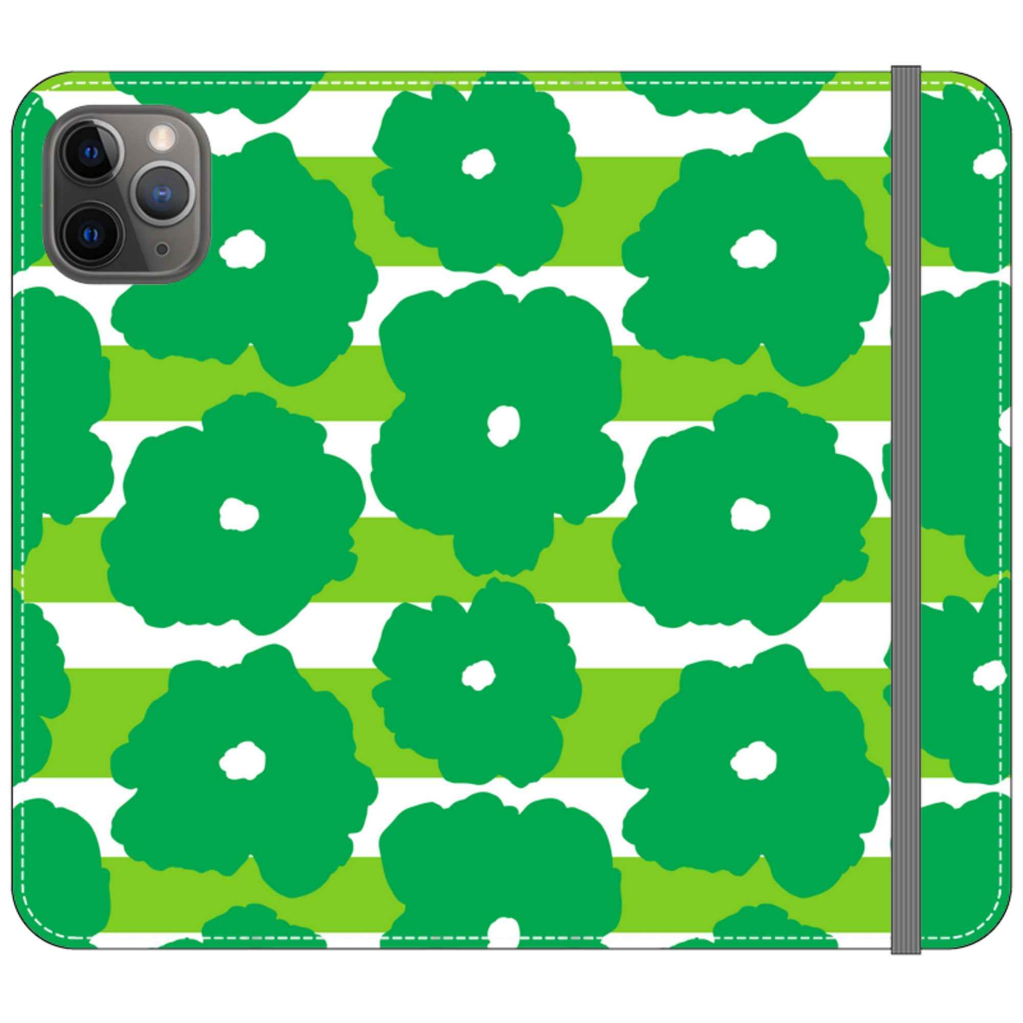 Bold Floral Green Vegan Leather — iPhone 11 Pro Max Wallet Case — Finnaij