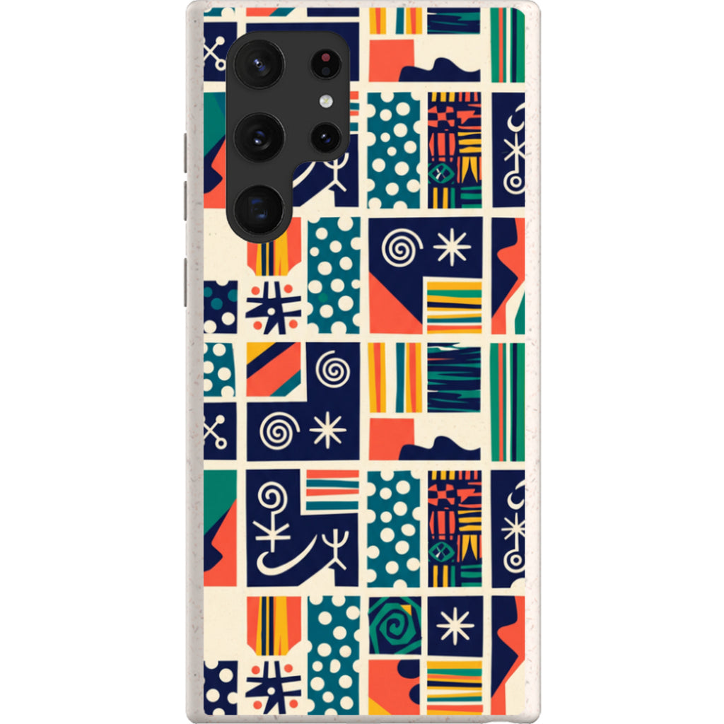 Coastal Indigo Tiles by Ada Okoye — S22 Ultra Samsung Galaxy Bio-degradable Case — Finnaij