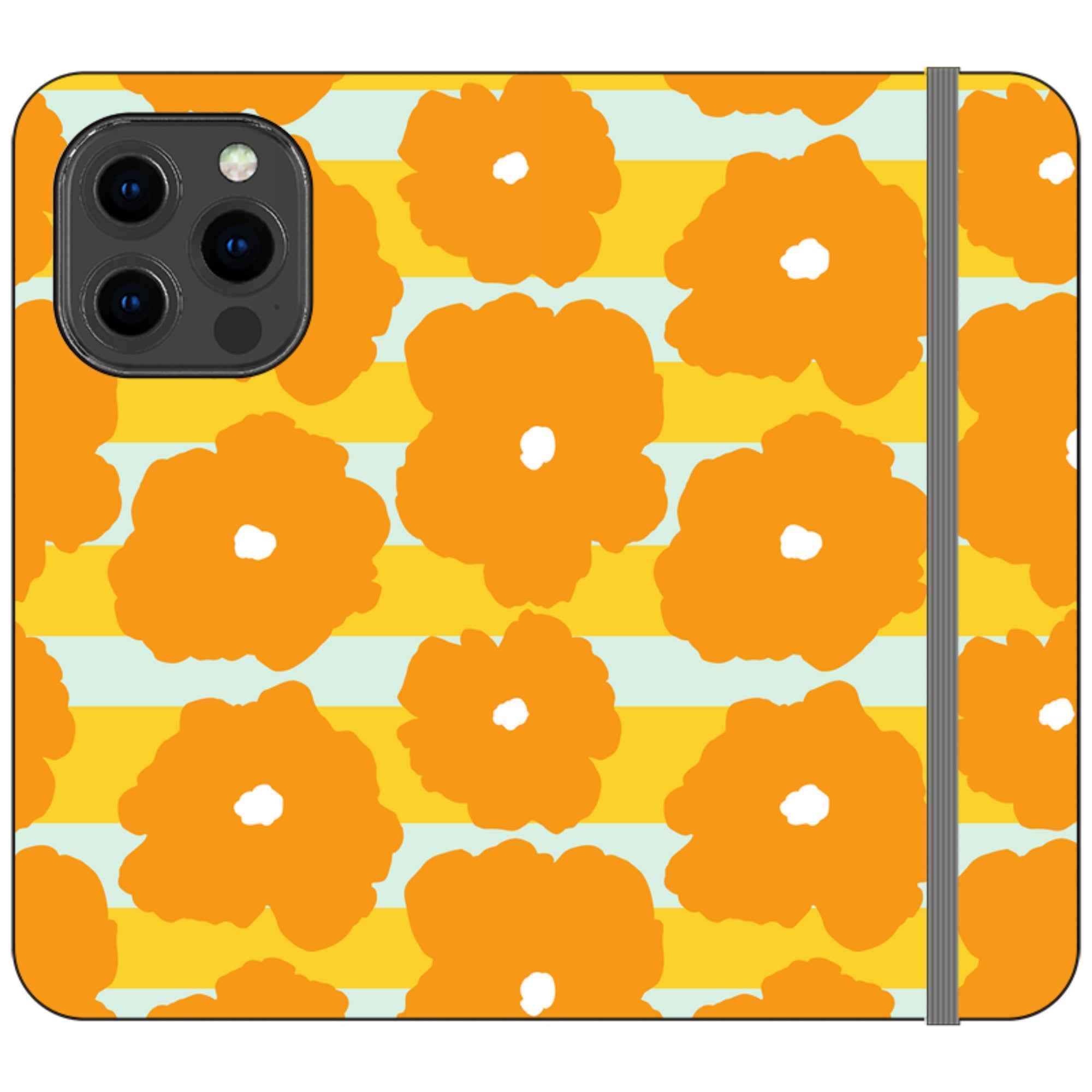 Bold Floral Orange — iPhone 13 Pro Wallet Case — Finnaij