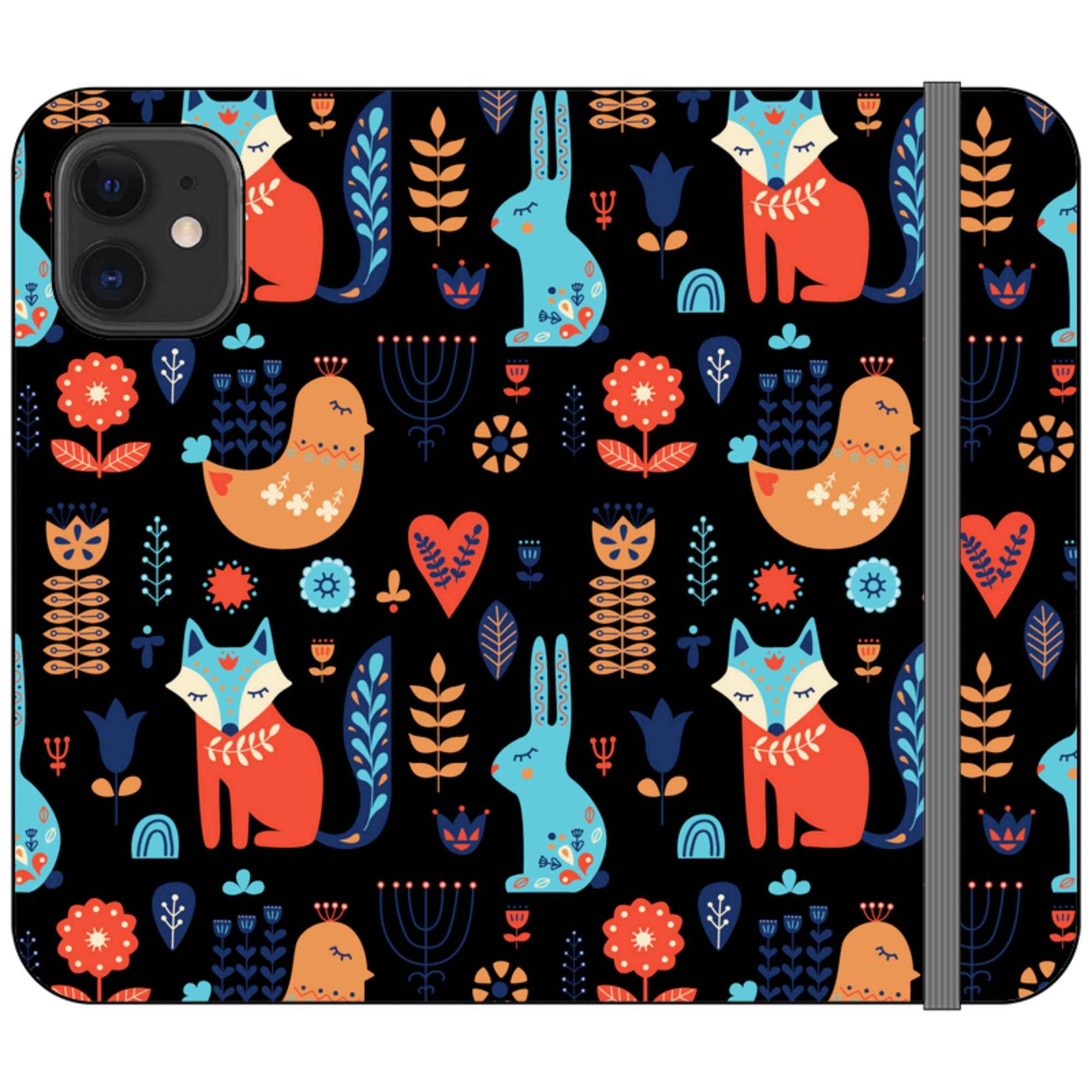 Nordic Ornament Black Vegan Leather — iPhone 12 Mini Wallet Case — Finnaij