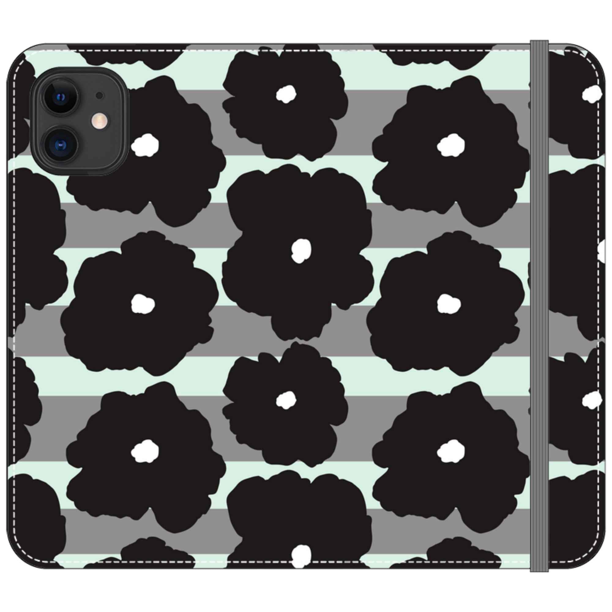 Bold Floral Black — iPhone 11 Wallet Case — Finnaij