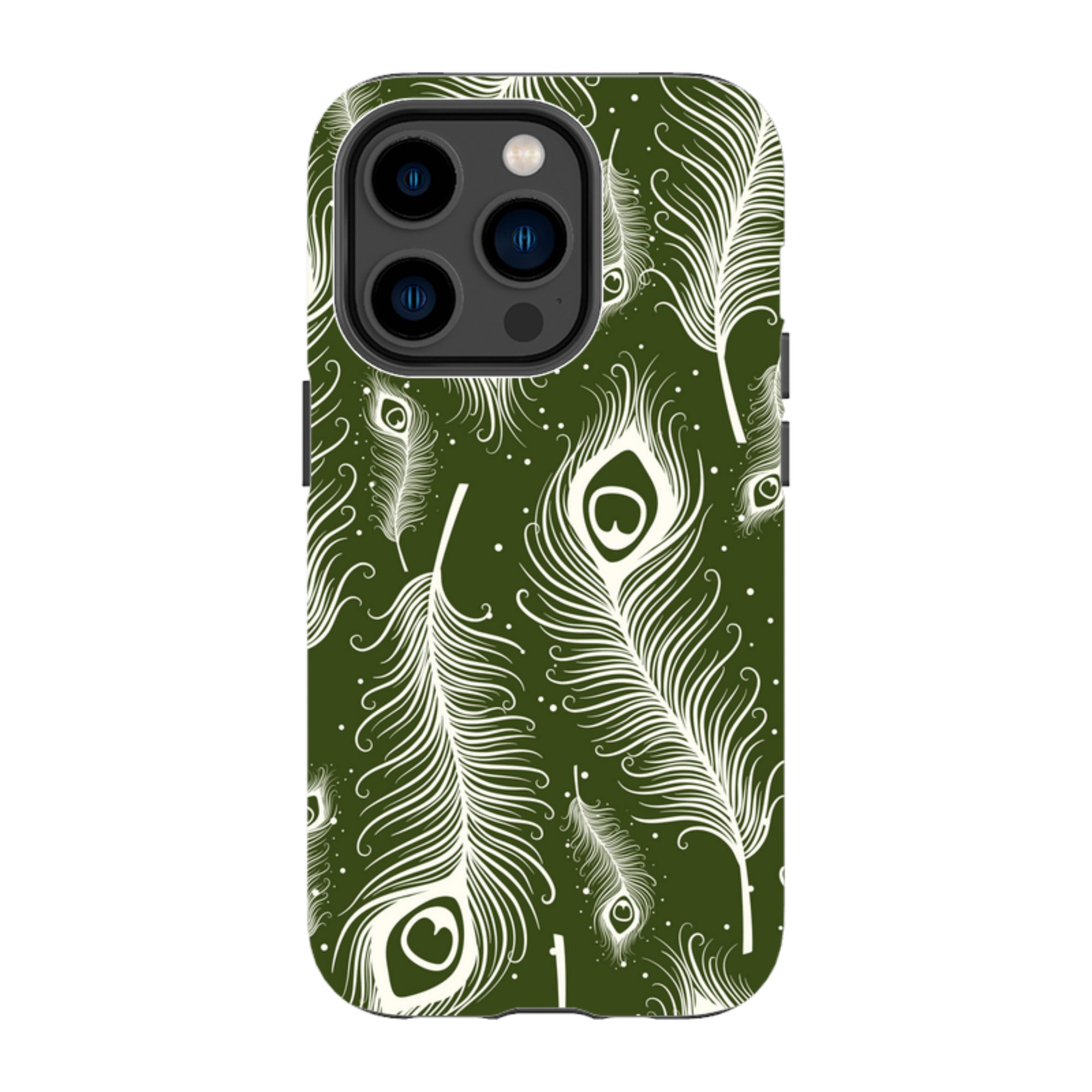 Feathers in Bloom Army Green — Apple iPhone Tough Case — Finnaij