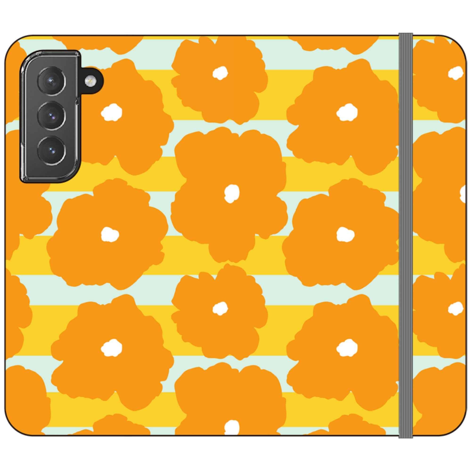 Bold Floral Orange — Apple Folio Wallet Case — Finnaij