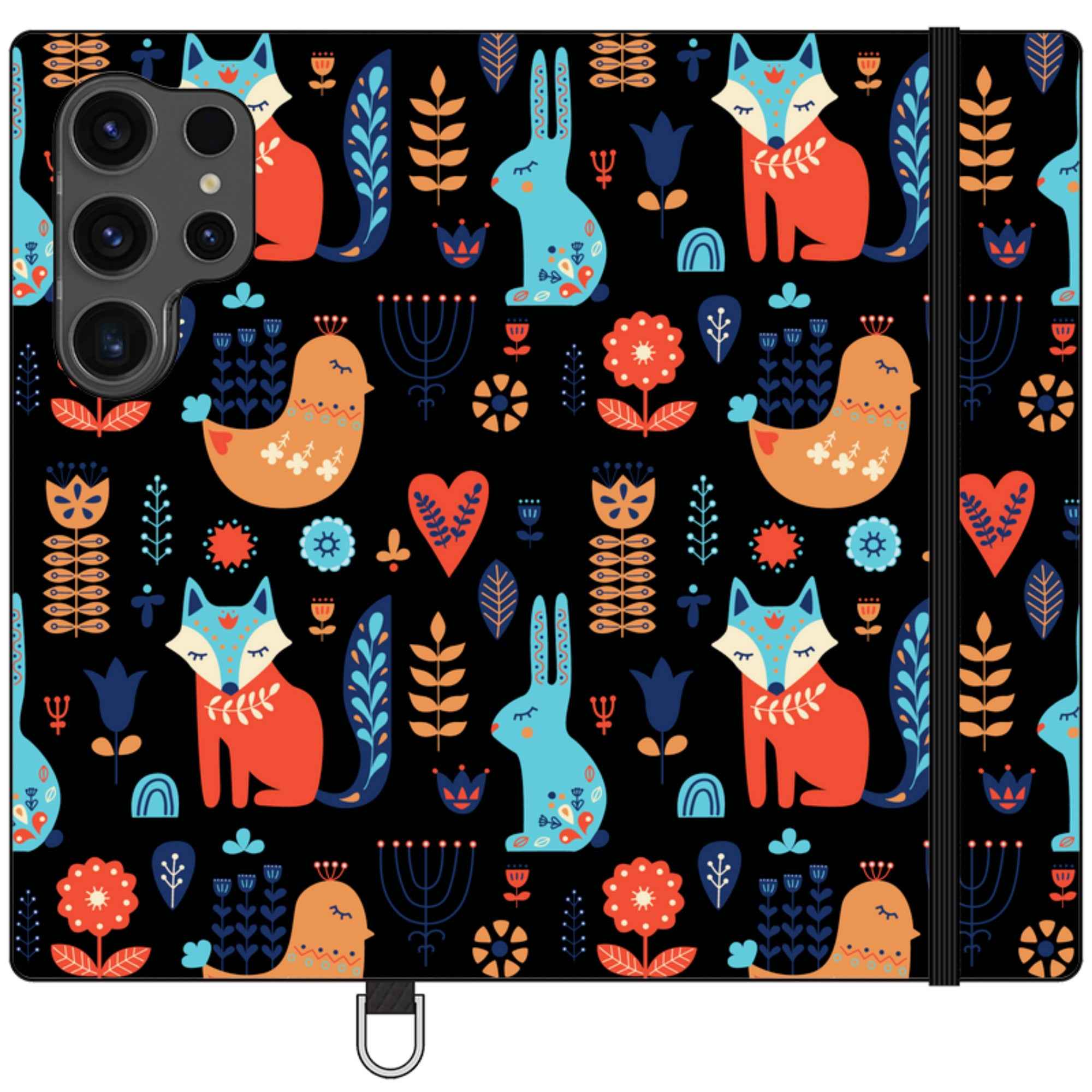 Nordic Ornament Black — Apple Vegan Leather Folio Wallet Case — Finnaij