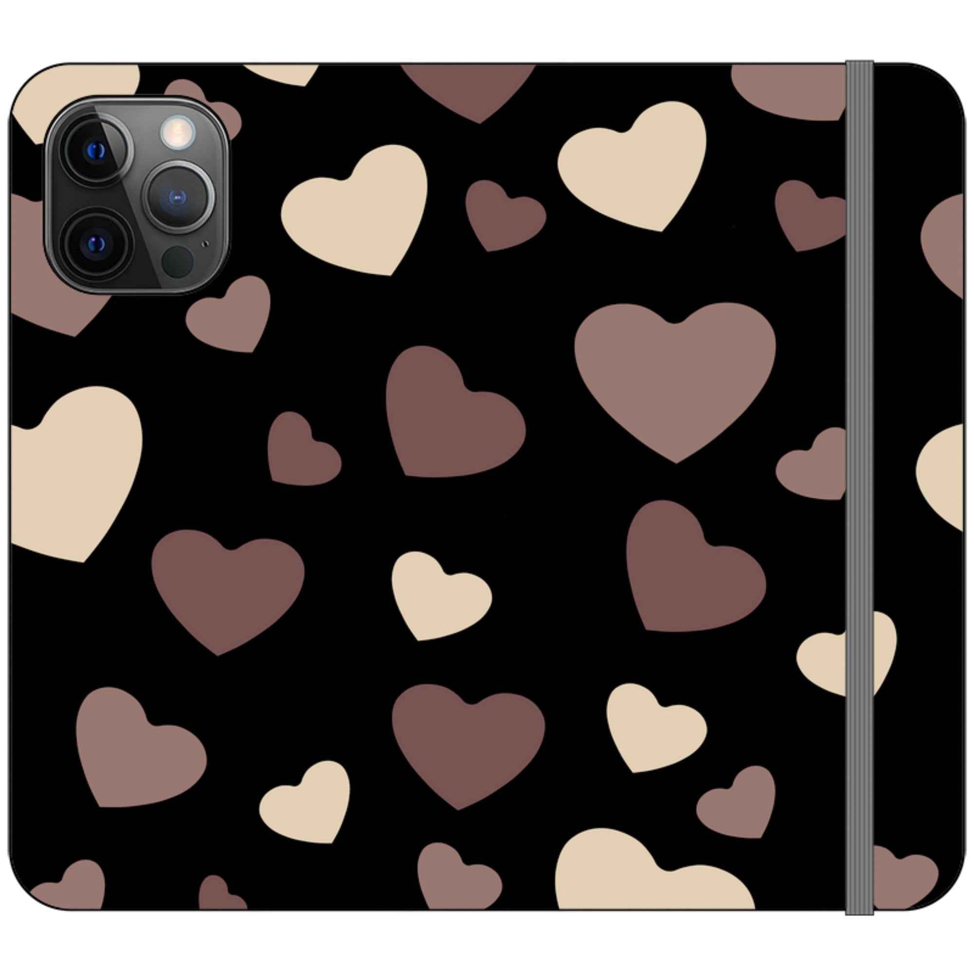 White & Black Hearts Vegan Leather — iPhone 12 Pro Max Wallet Case — Finnaij