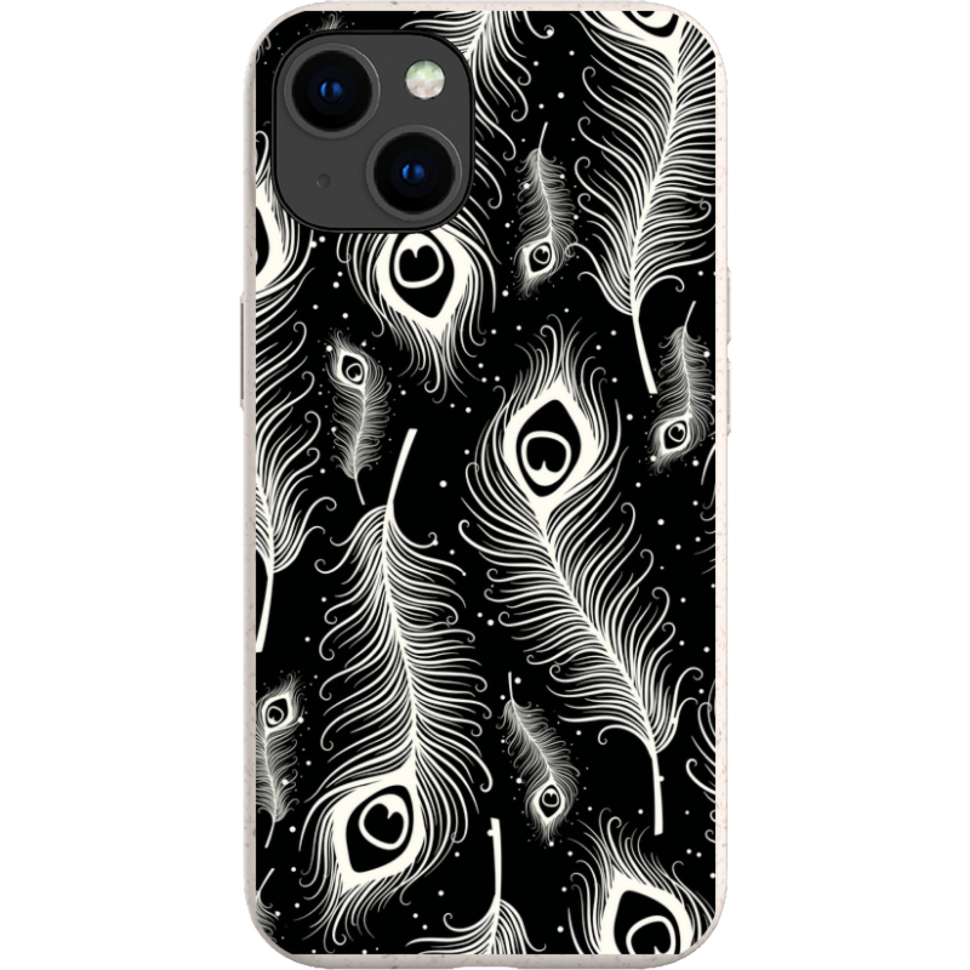 Feathers in Bloom Black — iPhone 15 iPhone Bio-degradable Case — Finnaij