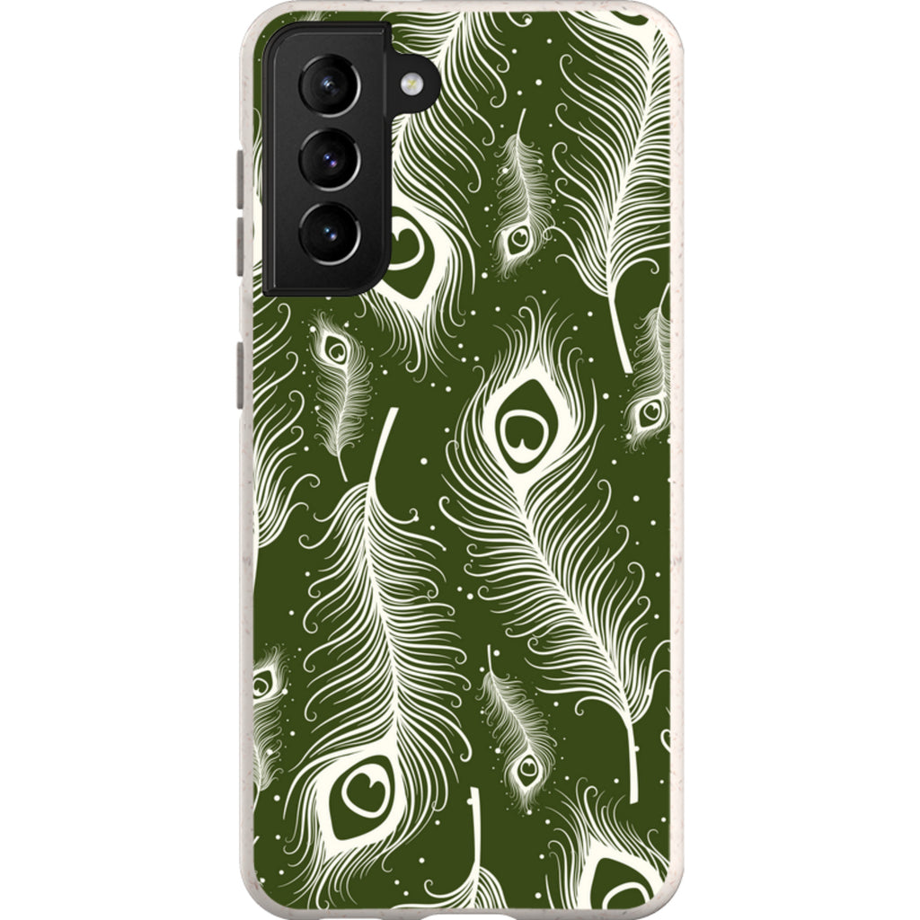 Feathers in Bloom Army Green — S21 Samsung Galaxy Bio-degradable Case — Finnaij