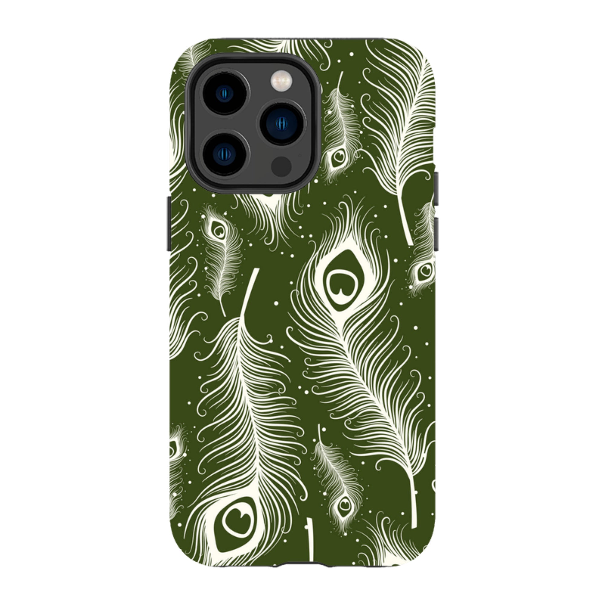 Feathers in Bloom Army Green — Apple iPhone Tough Case — Finnaij