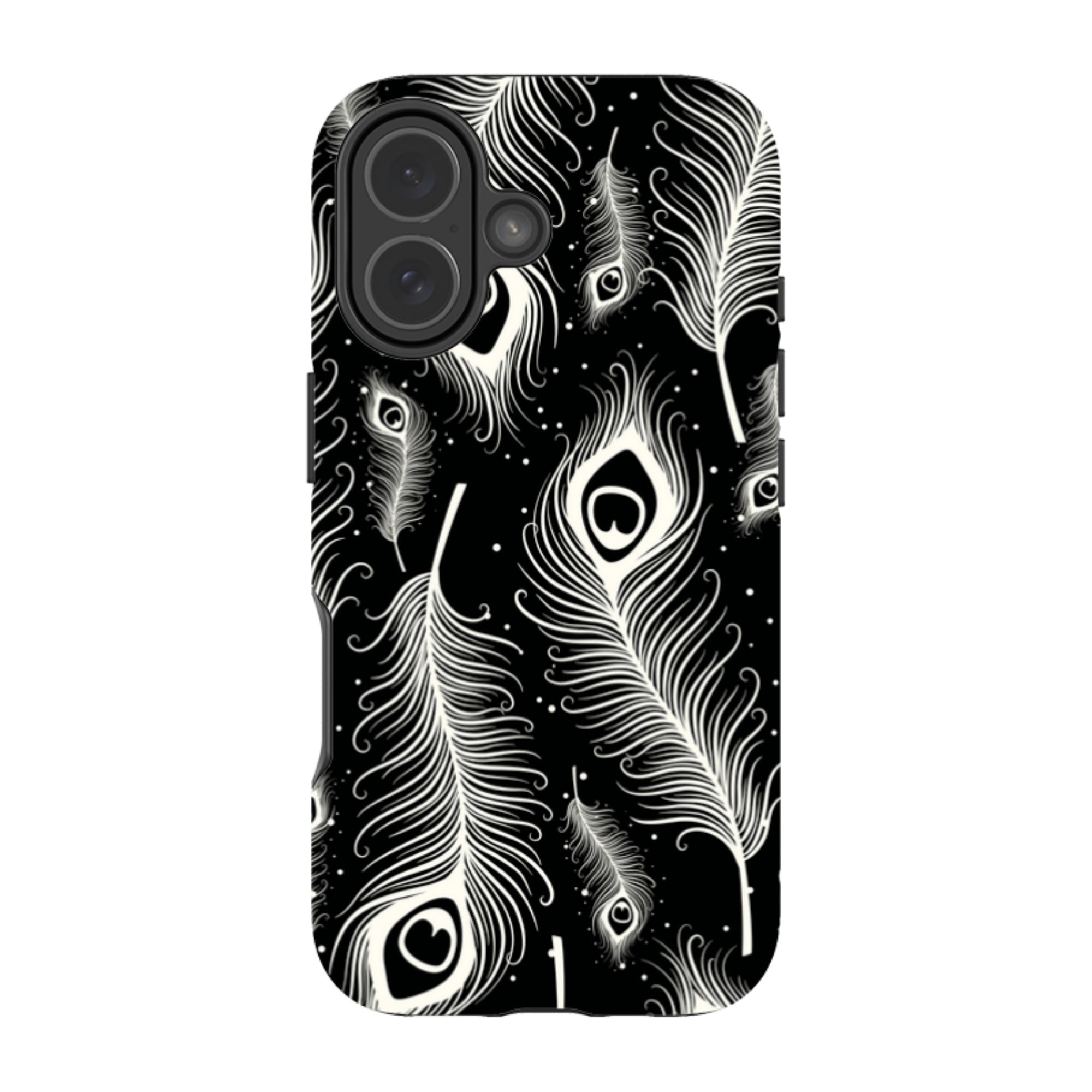 Feathers in Bloom Black — Apple iPhone Tough Case — Finnaij