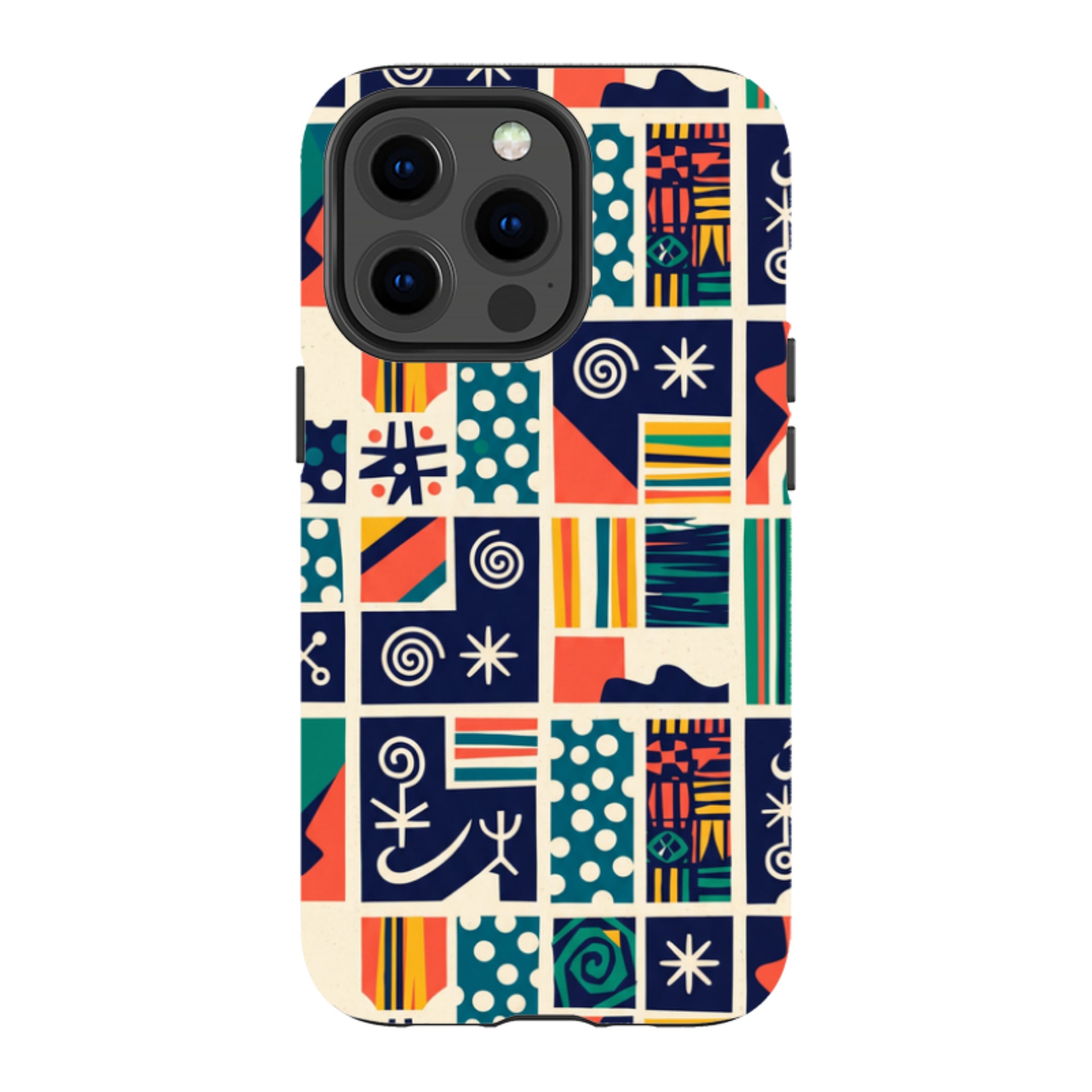 Coastal Indigo Tiles by Ada Okoye — MagSafe Tough Case for iPhone — Finnaij