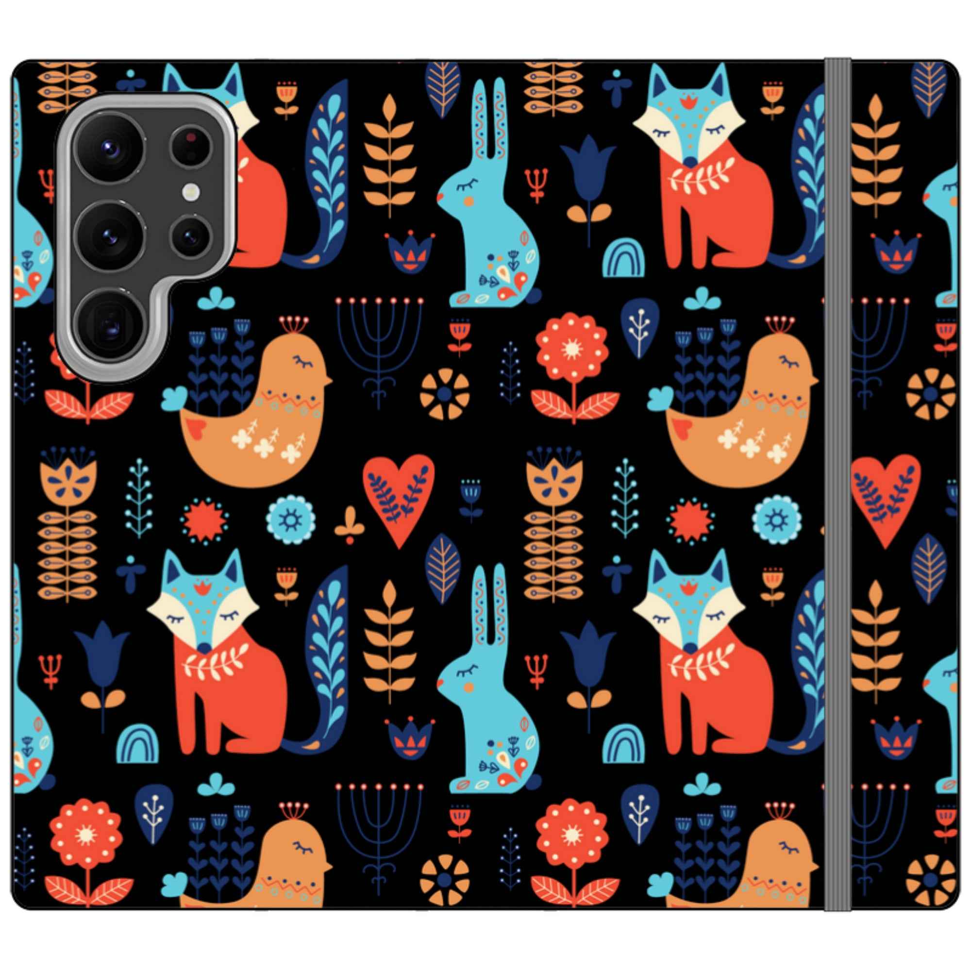 Nordic Ornament Black — Apple Vegan Leather Folio Wallet Case — Finnaij