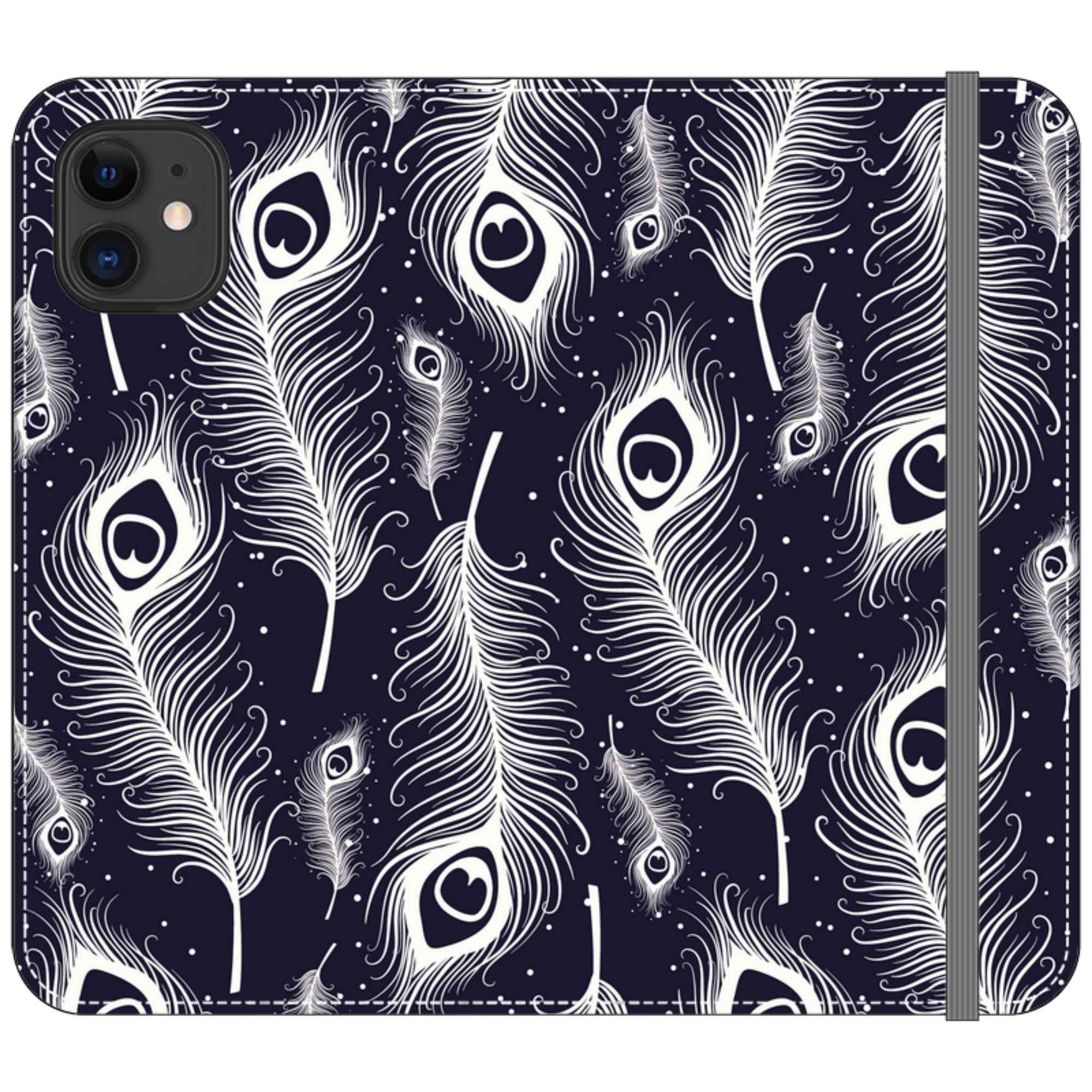 Feathers in Bloom Vegan Leather — iPhone 11 Wallet Case — Finnaij