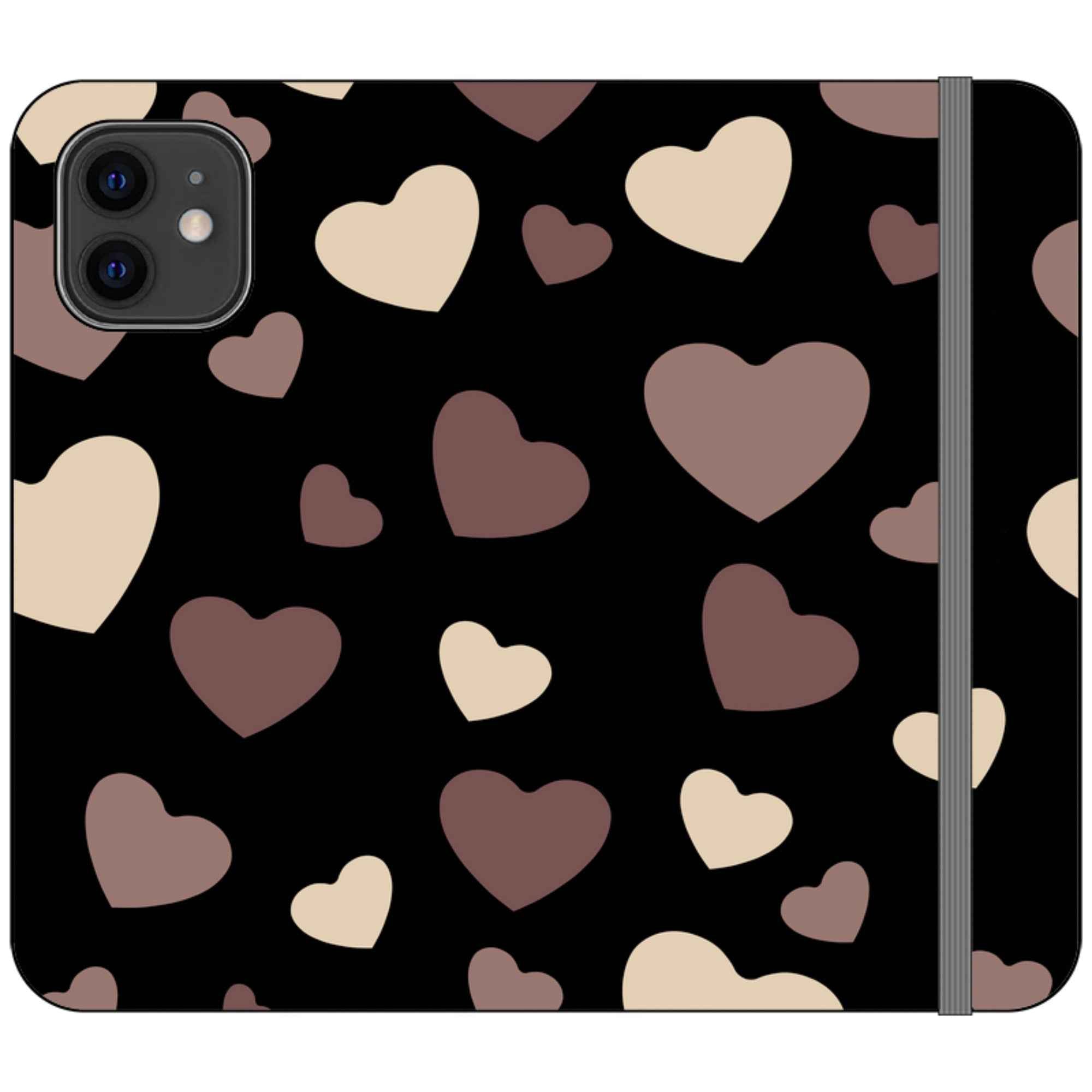 White & Black Hearts Vegan Leather — iPhone 12 Wallet Case — Finnaij
