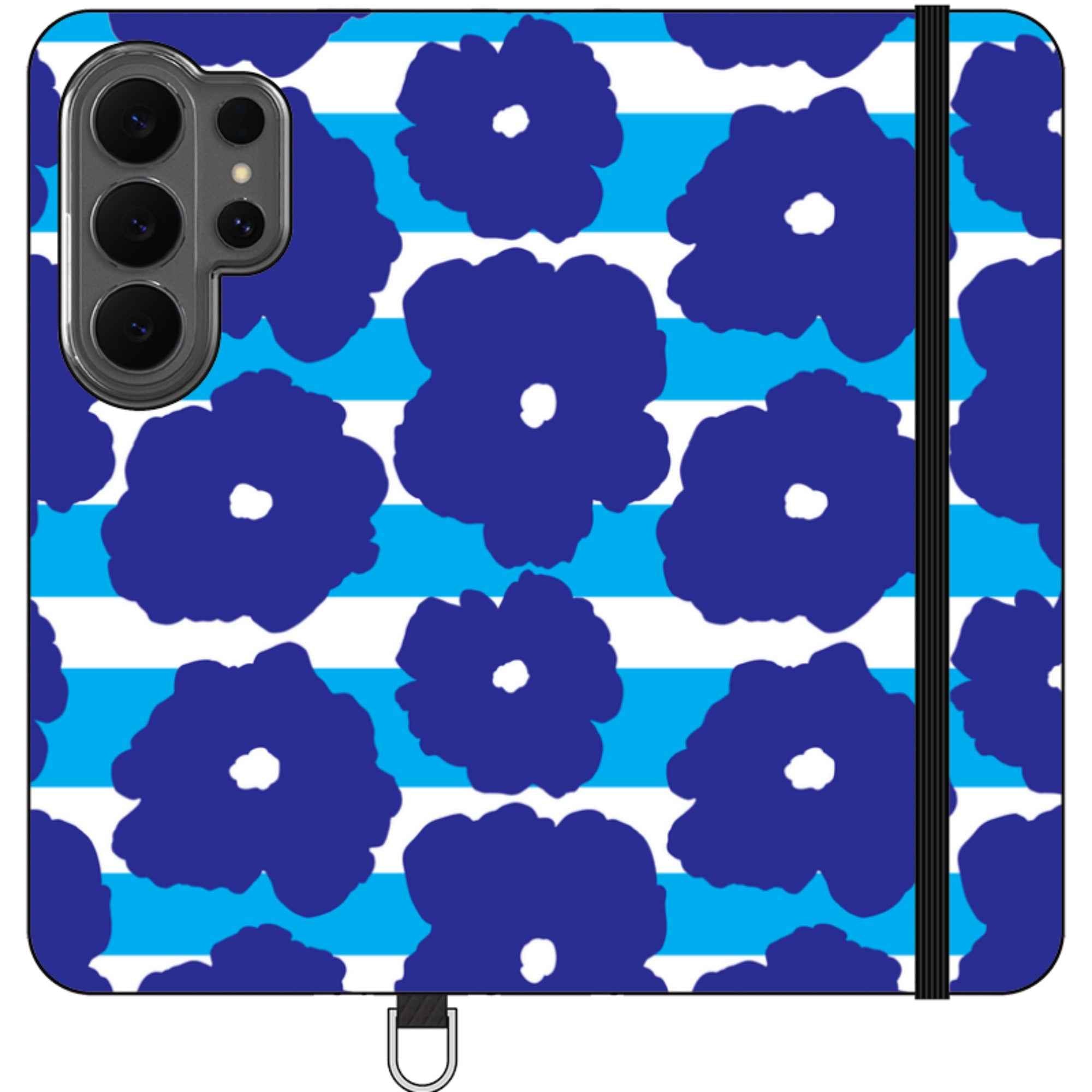 Bold Floral Blue — Apple Vegan Leather Folio Wallet Case — Finnaij