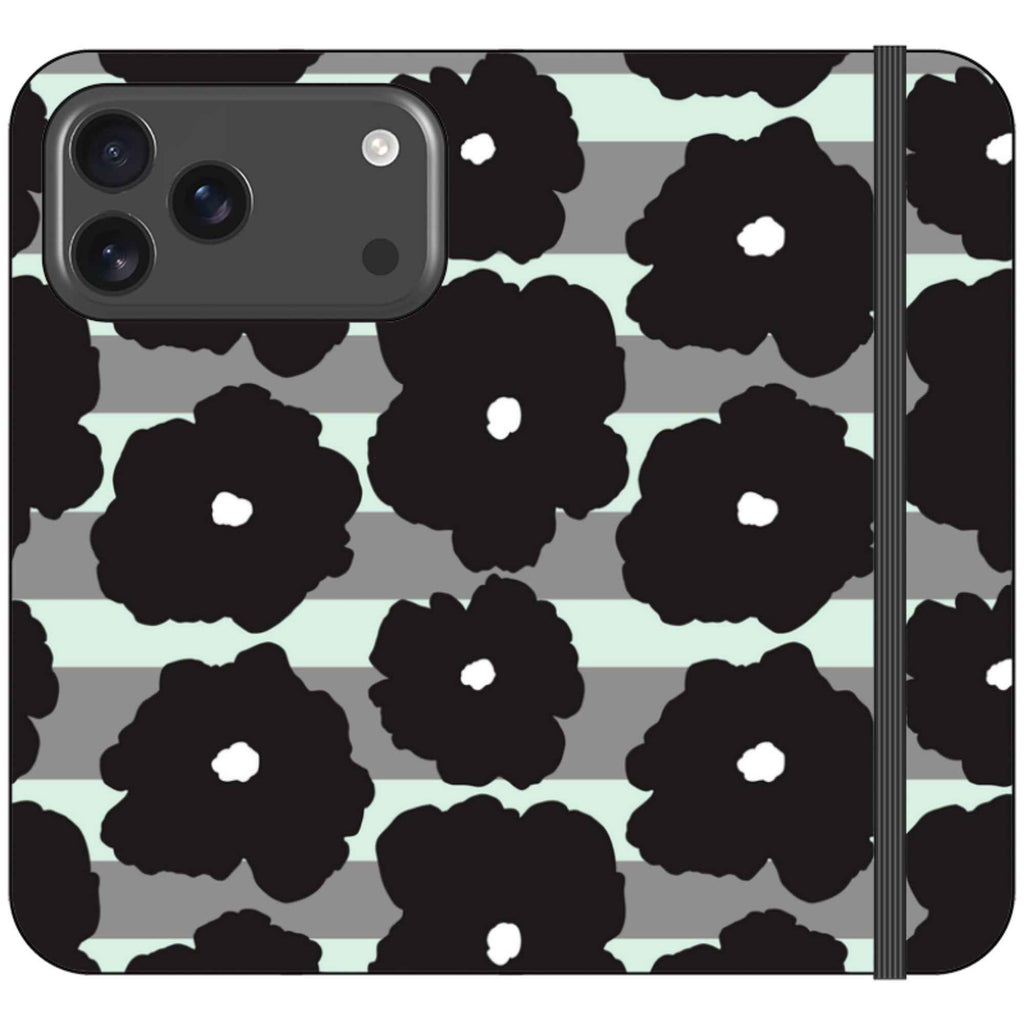 Bold Floral Black — iPhone 17 Pro Max Wallet Case — Finnaij