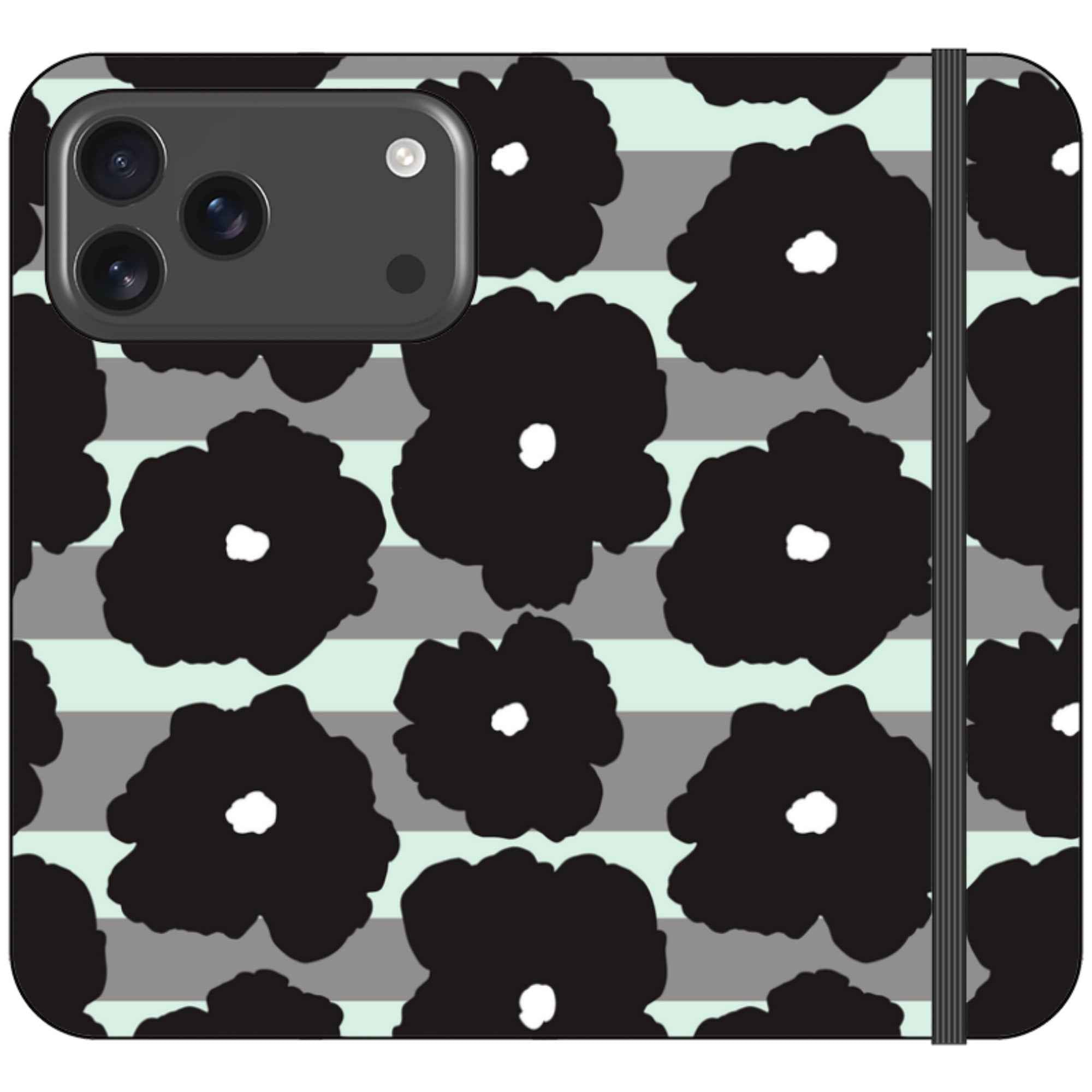 Bold Floral Black — iPhone 17 Pro Max Wallet Case — Finnaij