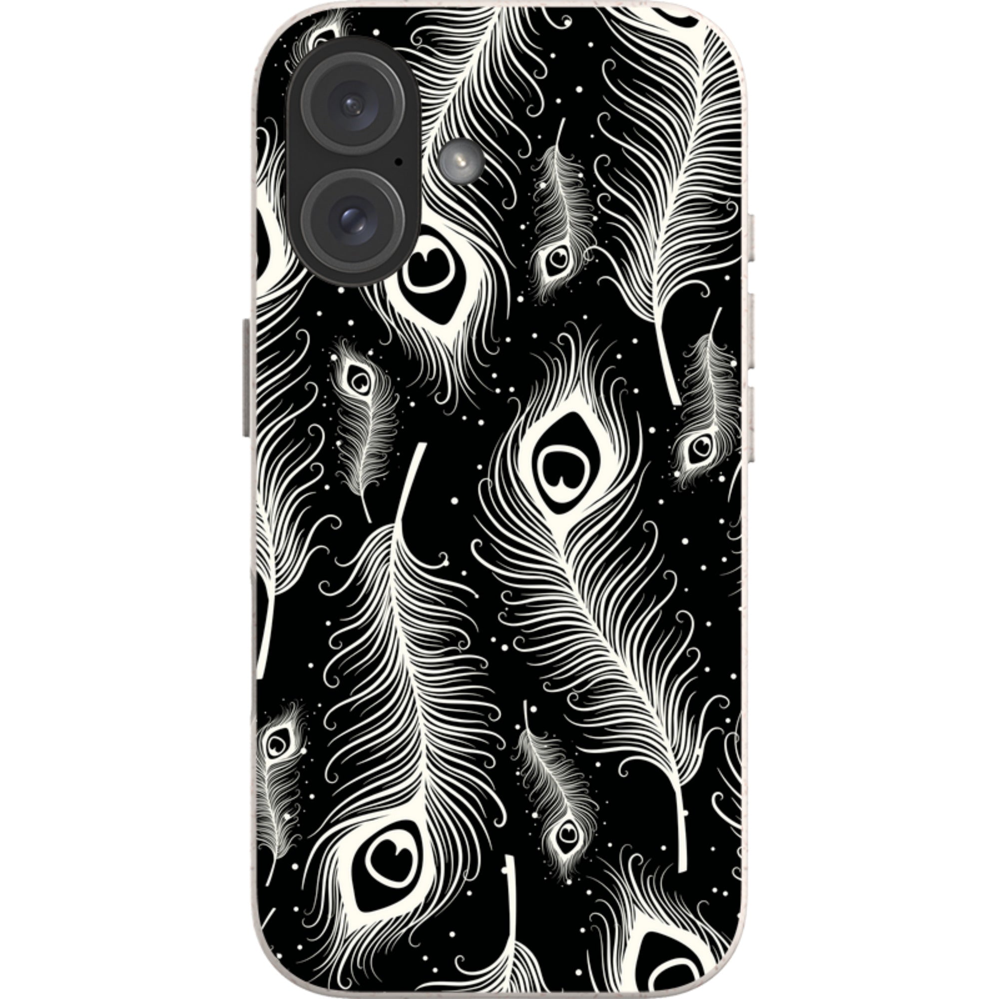 Feathers in Bloom Black — iPhone 16 iPhone Bio-degradable Case — Finnaij